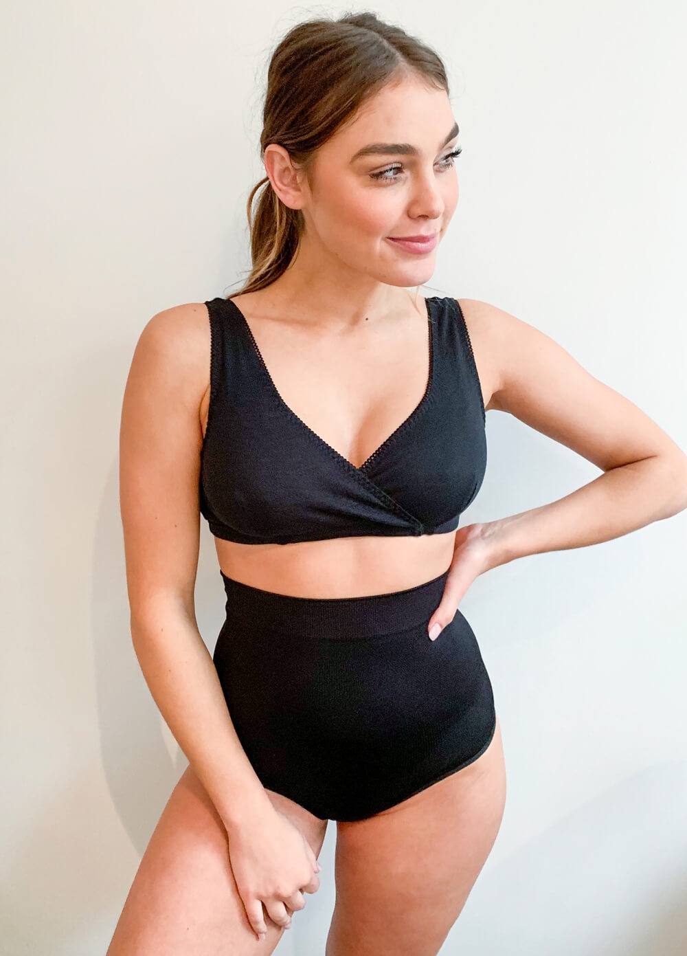 Queen Bee - Thea Postpartum Shaping Briefs in Black