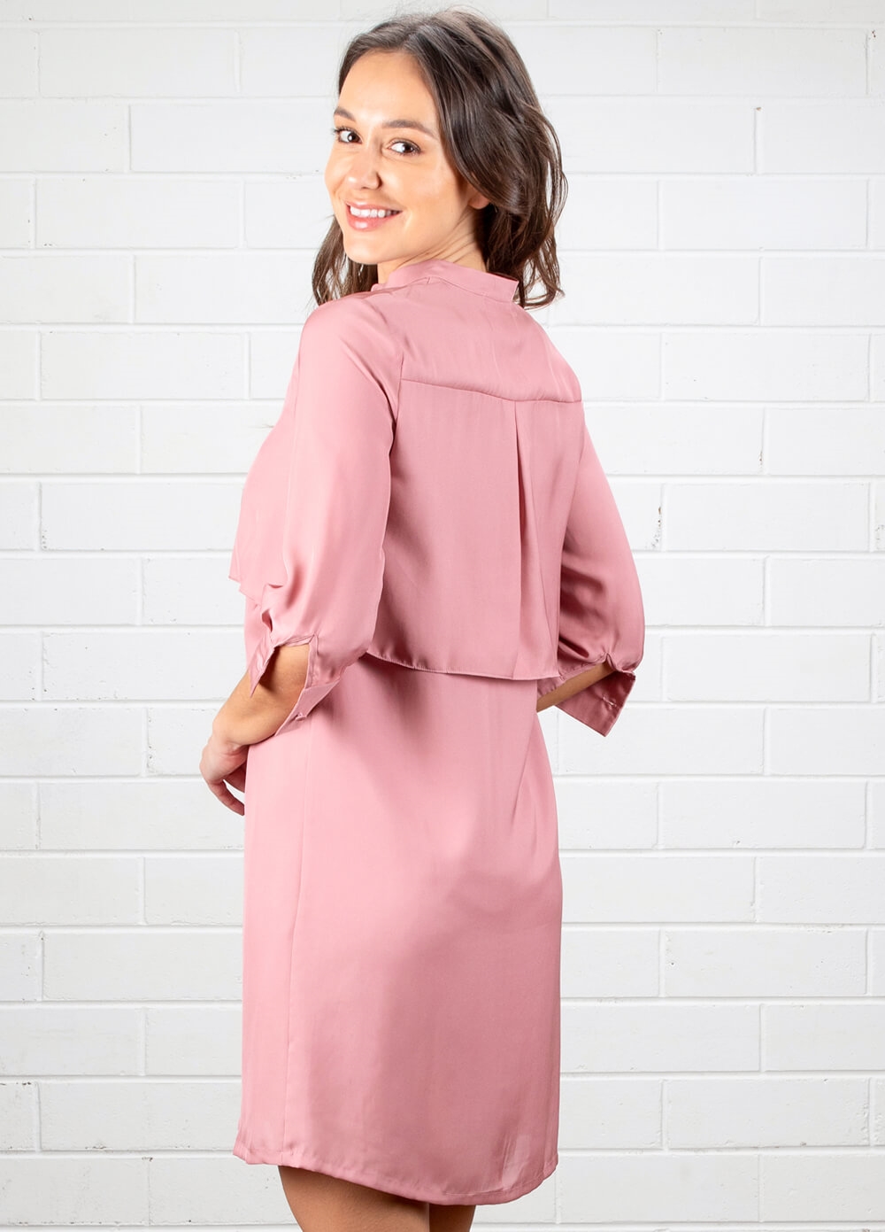 Gabby Postpartum Nursing Shirt Dress in Blush by Dote 