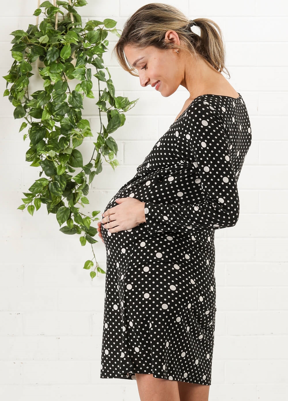 Tayla Spotted Polkadot Maternity Nursing Dress by Trimester Clothing