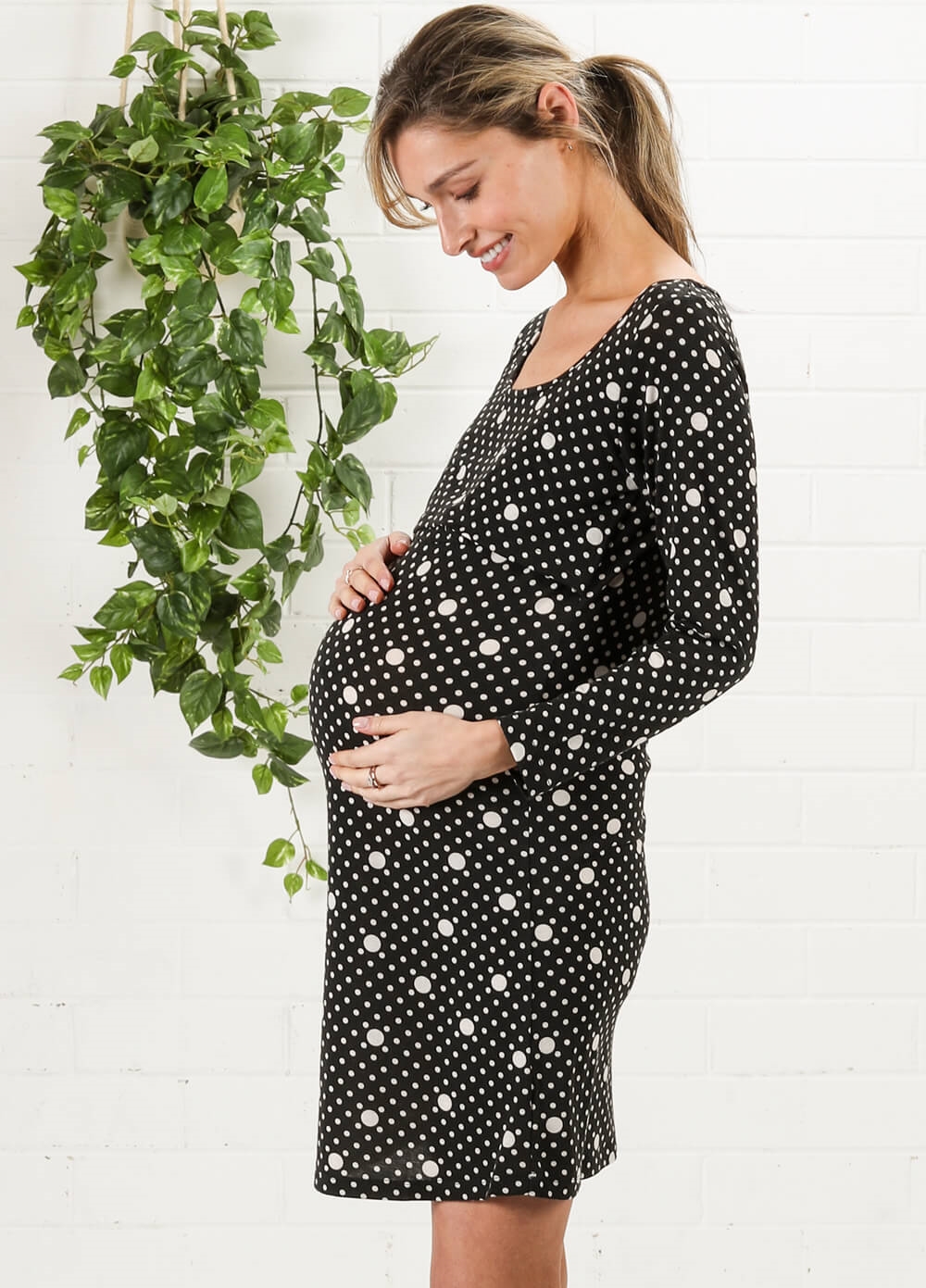 Tayla Spotted Polkadot Maternity Nursing Dress by Trimester Clothing