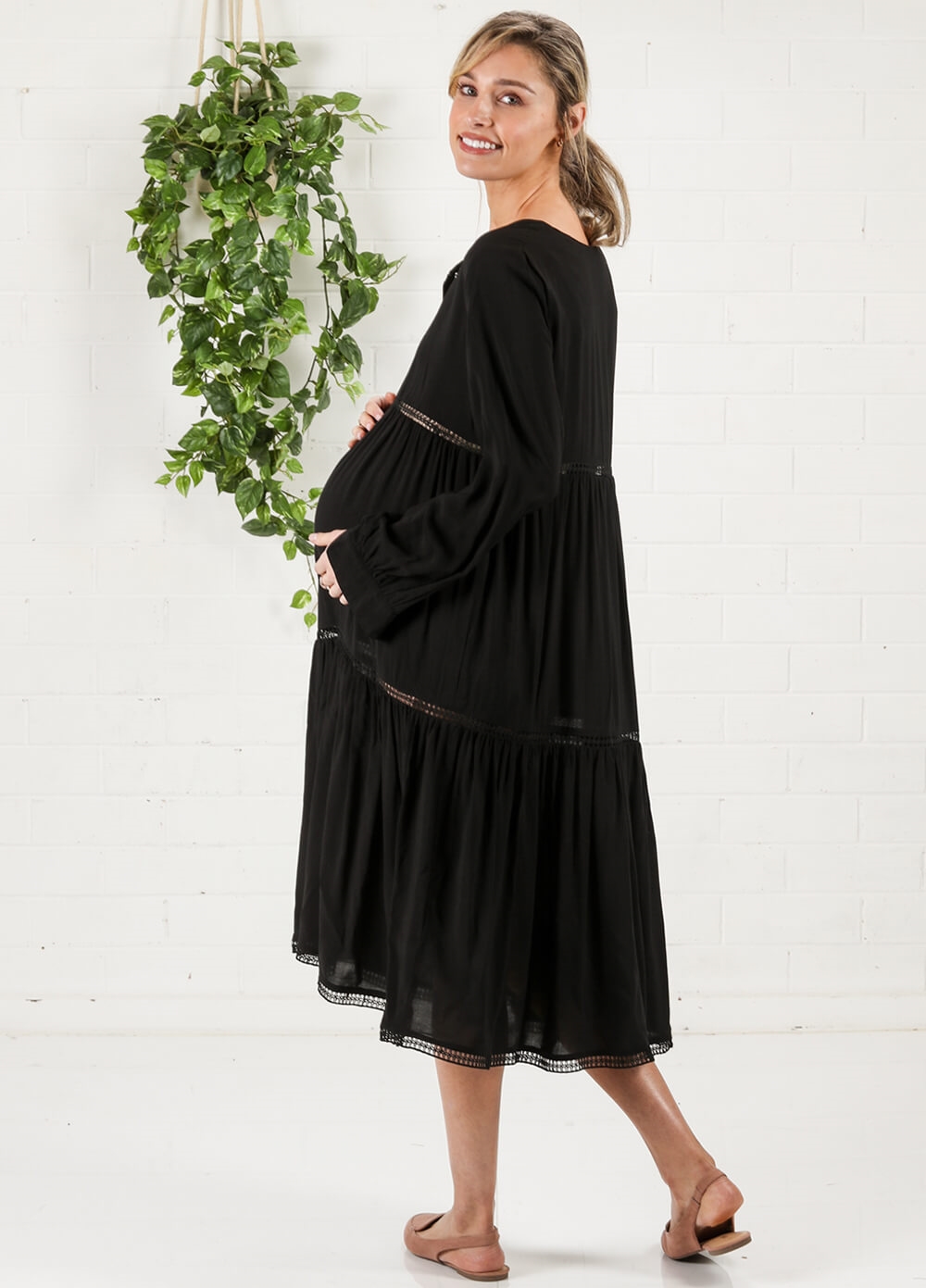 Imanimo - Tina Crochet Trim Maternity Boho Dress | Queen Bee
