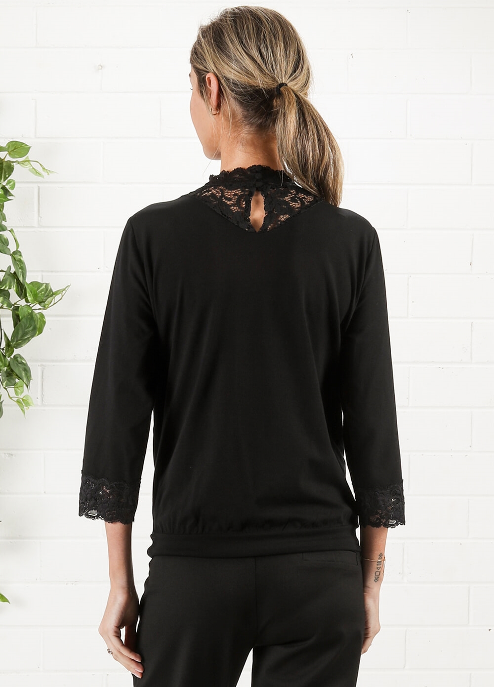 Lace Detail Maternity Nursing Blouse in Black by Queen mum