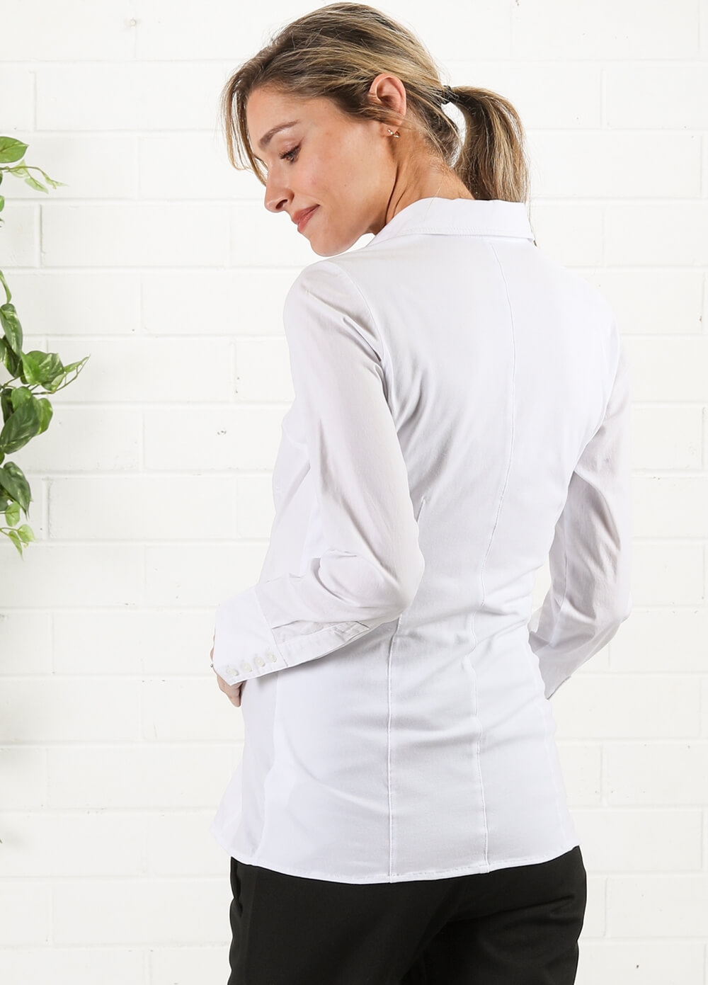 White Collared Maternity Work Shirt by Queen mum | Queen Bee