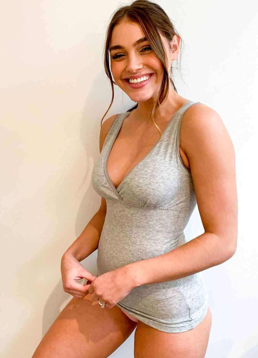 Queen Bee - Jada Postpartum Nursing Cami in Grey