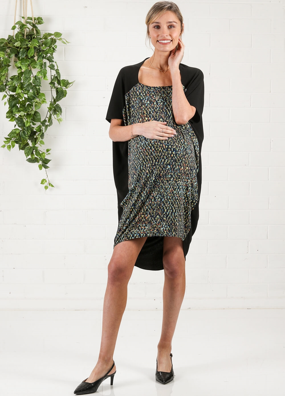 Boxy Maternity Shift Dress in Abstract Print by Maternal America 