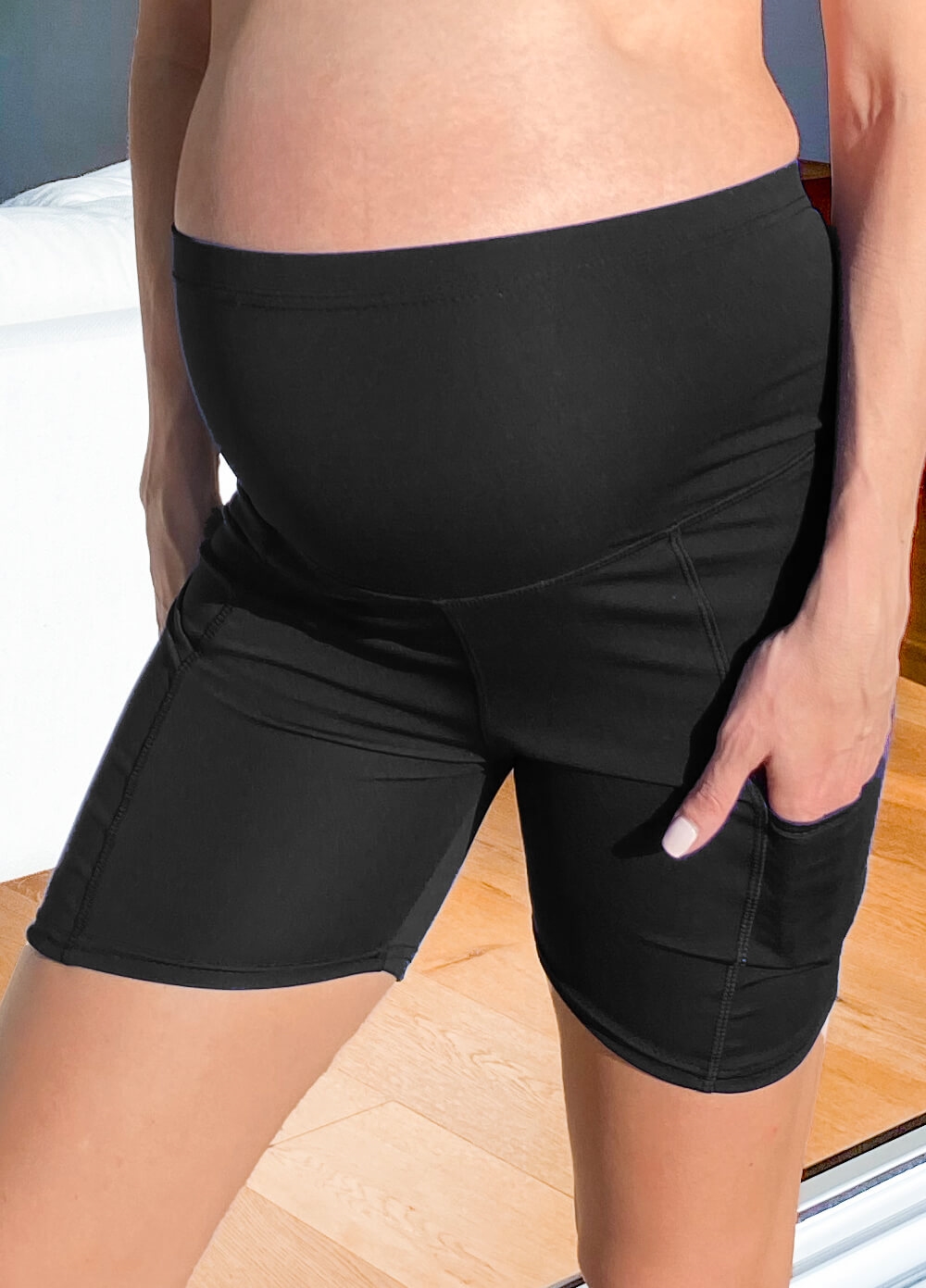 Queen Bee - Ellyse Maternity Active Bike Shorts in Black