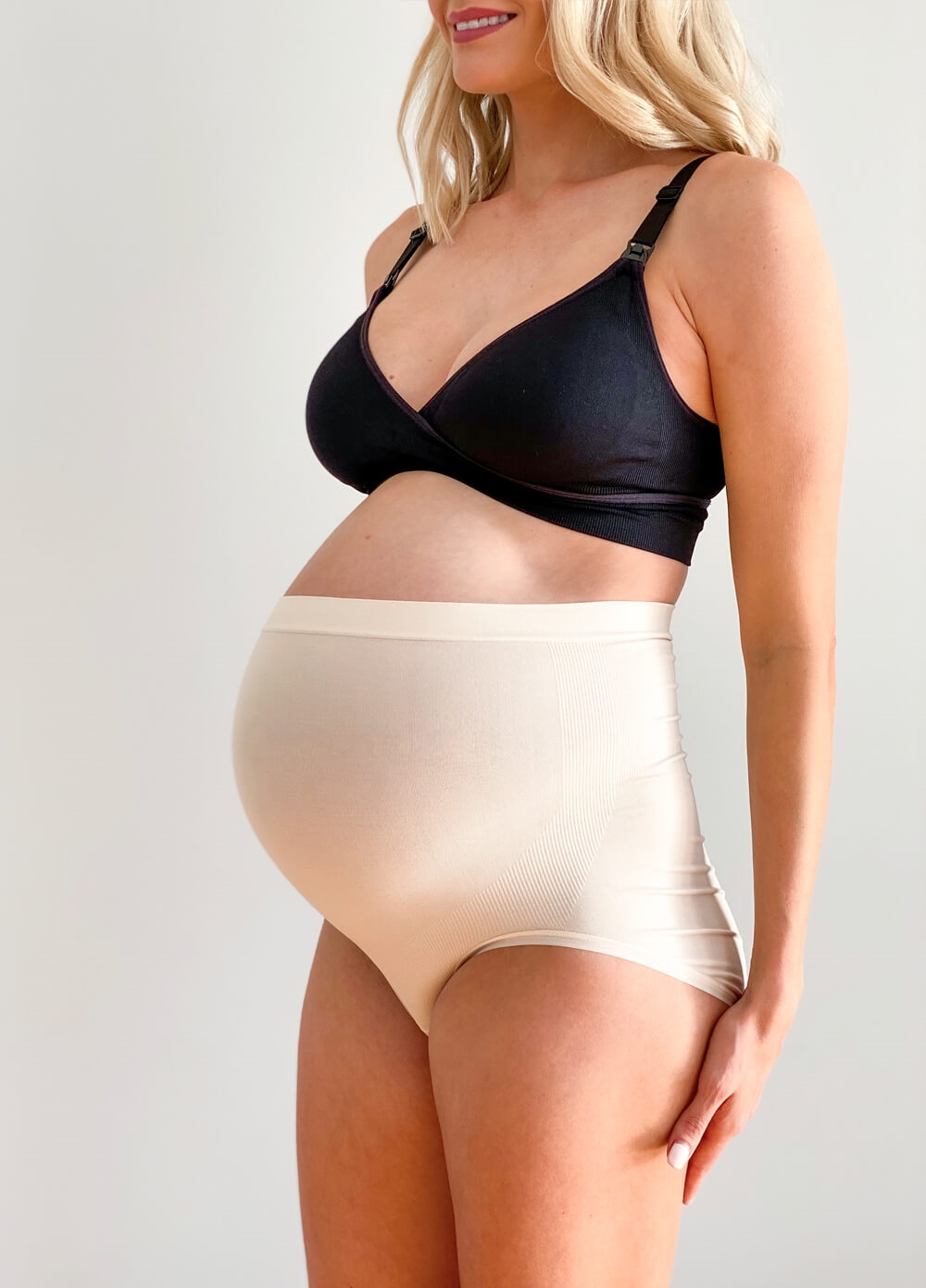 Queen Bee - Kenzie Seamless Over Bump Maternity Briefs in Nude