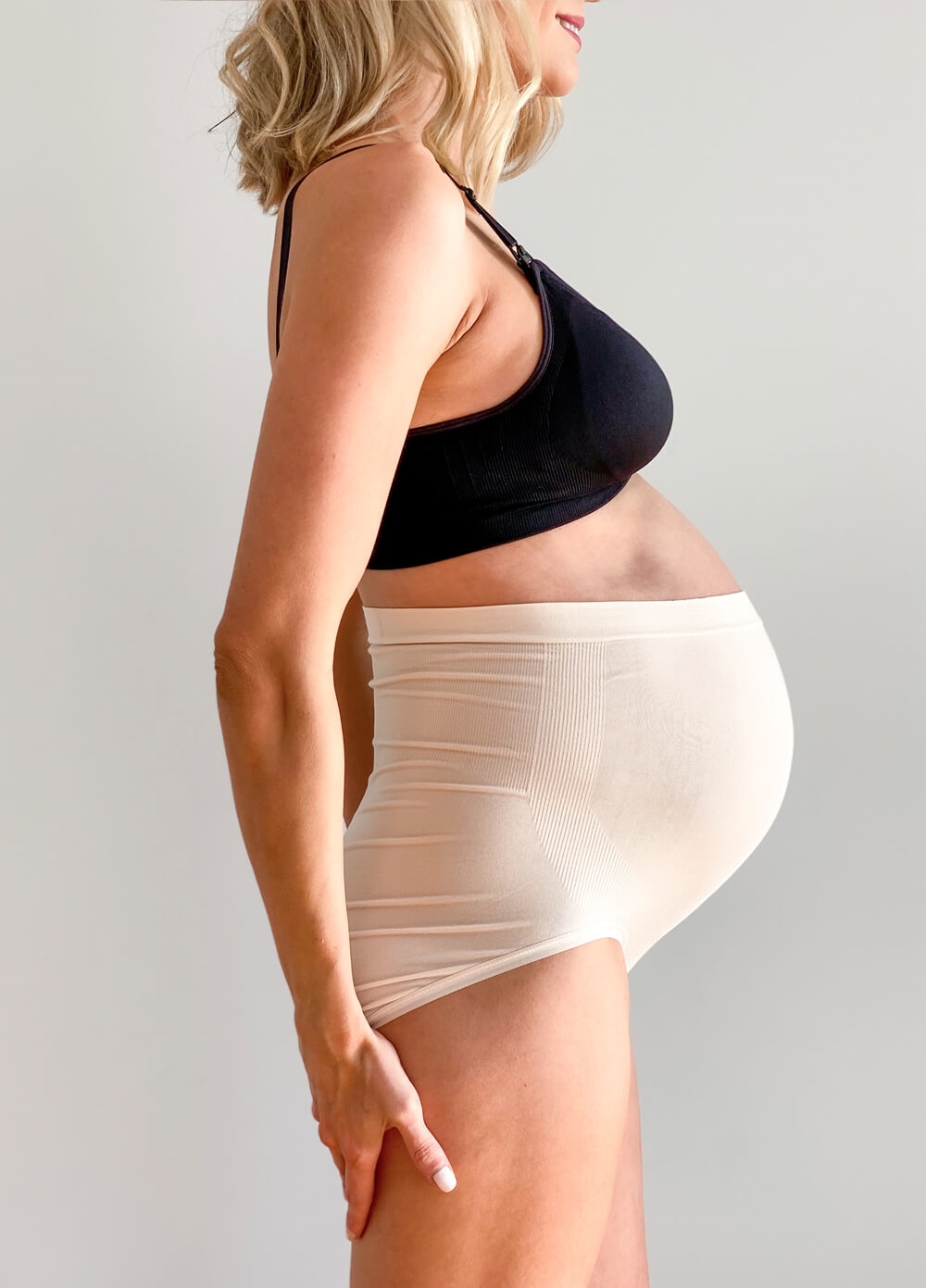 Queen Bee - Kenzie Seamless Over Bump Maternity Briefs in Nude