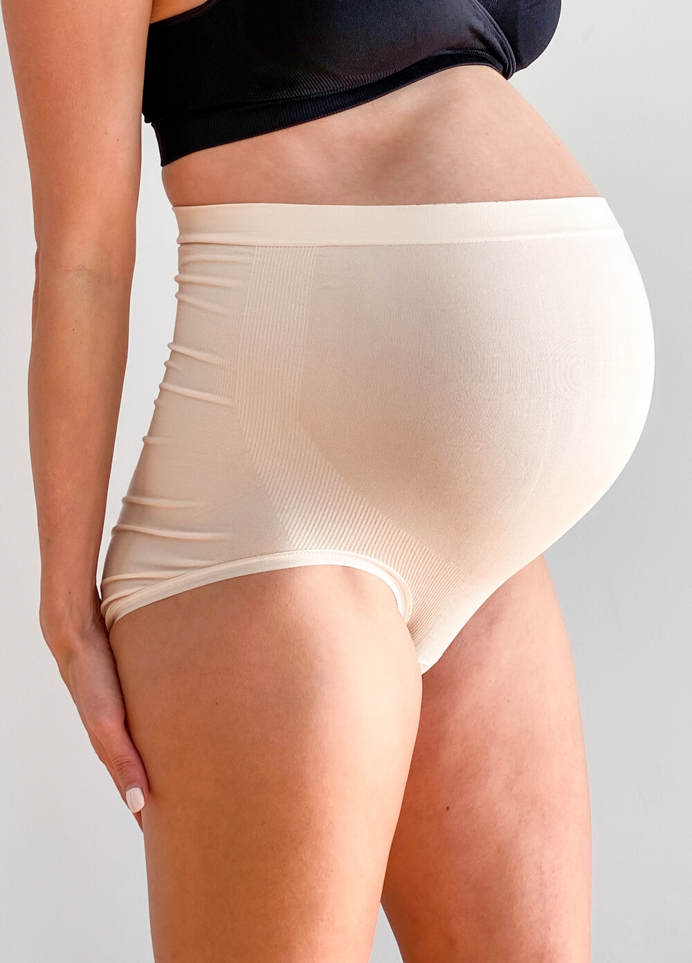 Queen Bee - Kenzie Seamless Over Bump Maternity Briefs in Nude