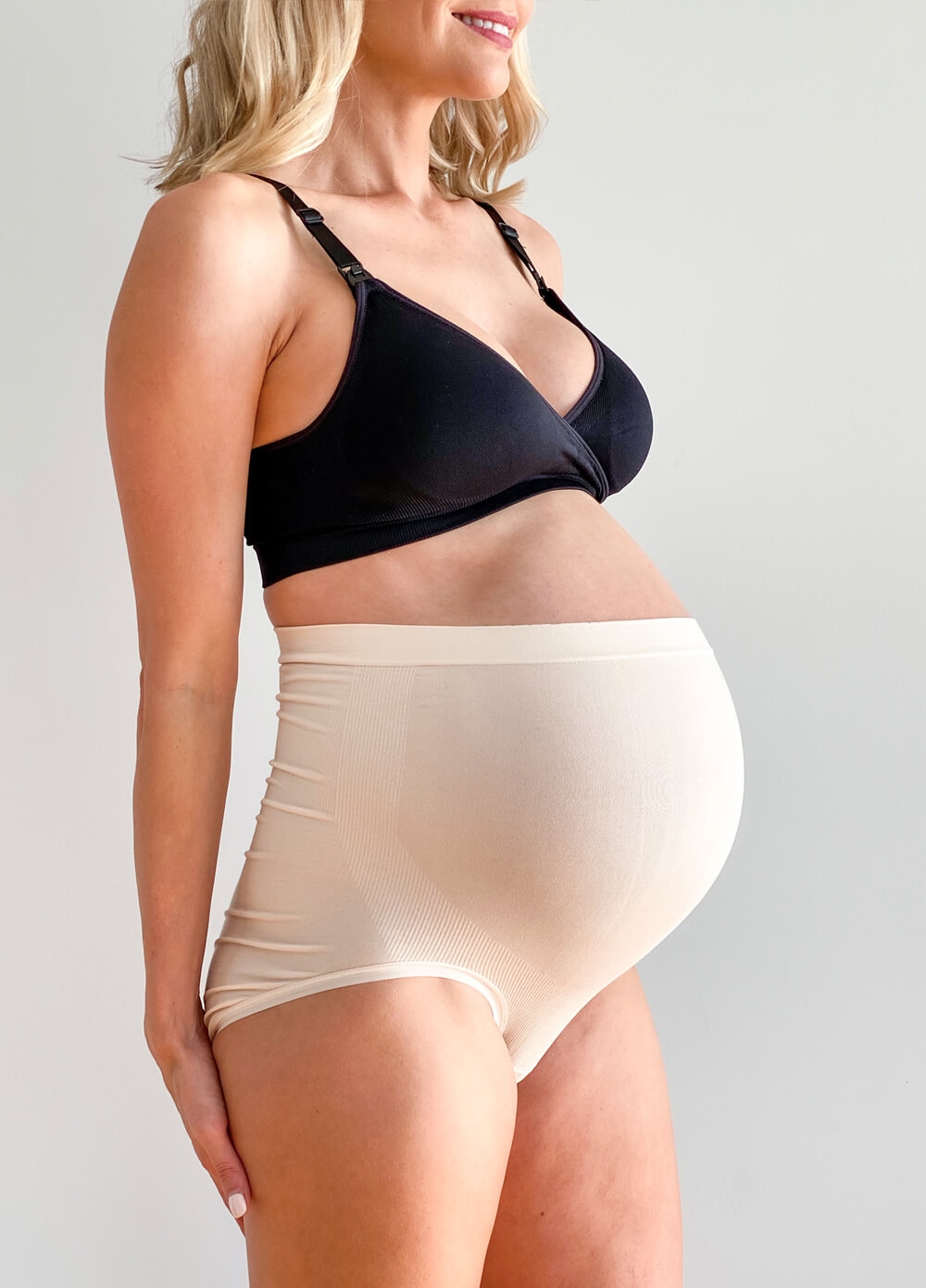 Queen Bee - Kenzie Seamless Over Bump Maternity Briefs in Nude