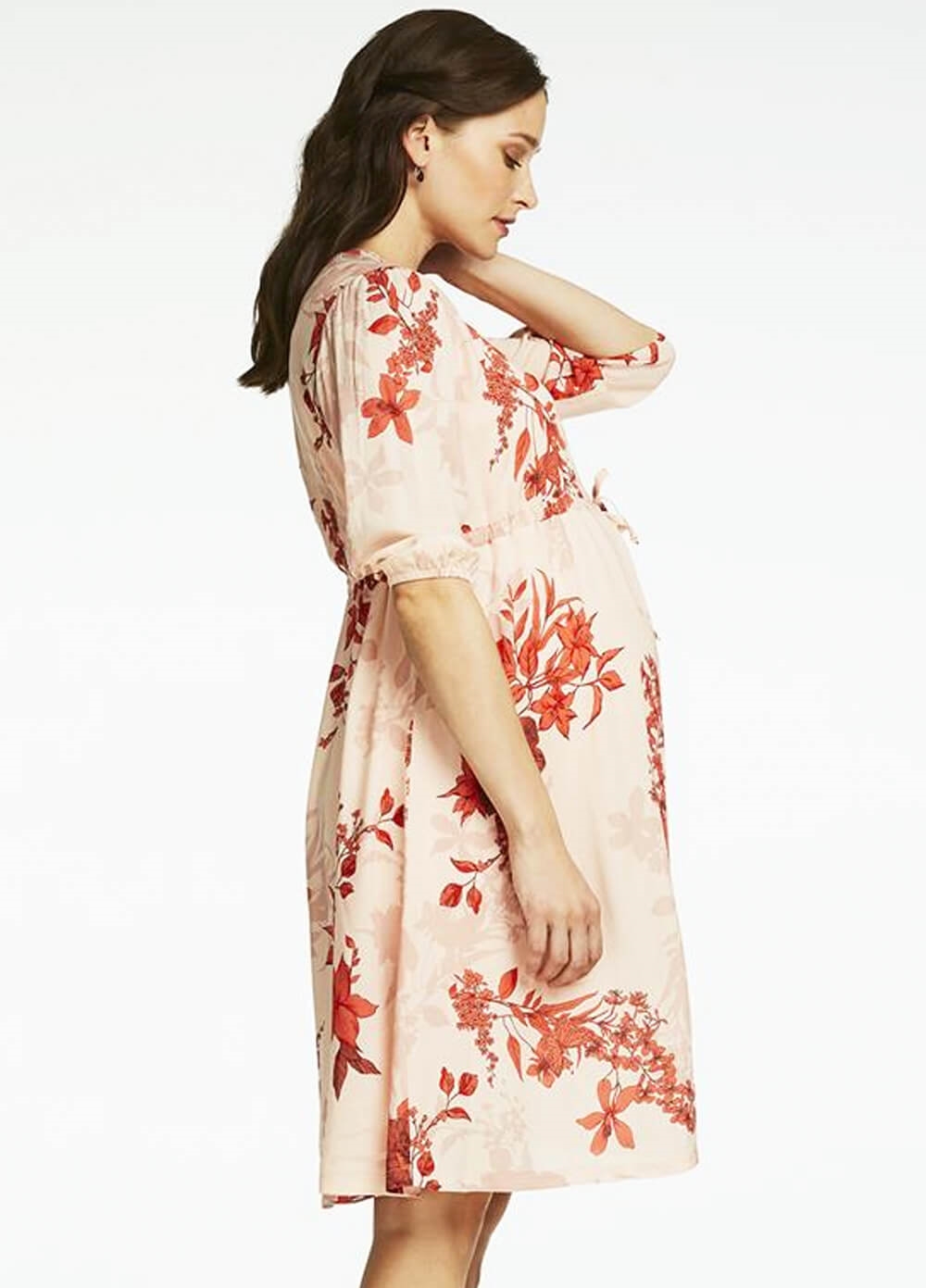 Queen mum - Austin Red Floral Maternity Dress | Queen Bee