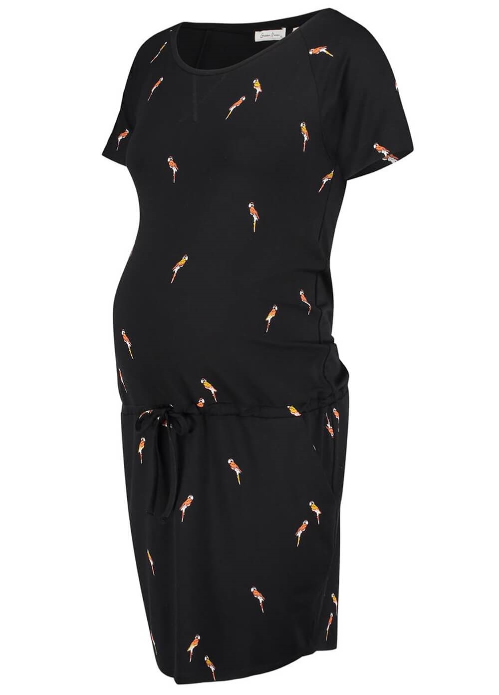 Queen mum - Atlanta Black Parrot Maternity Dress | Queen Bee