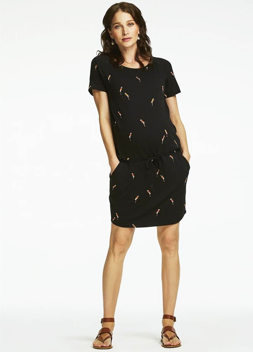 Queen mum - Atlanta Black Parrot Maternity Dress | Queen Bee