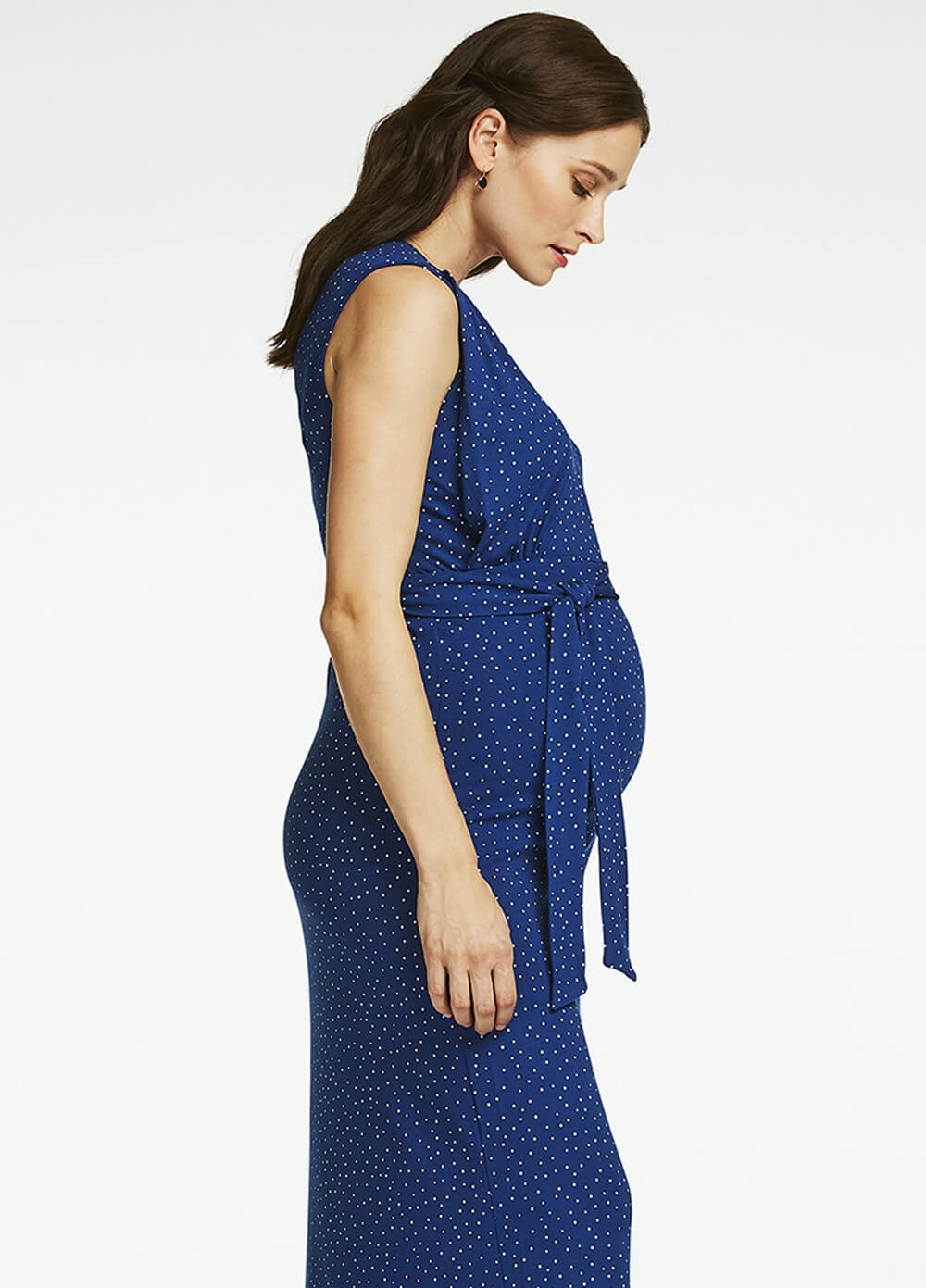 Queen mum - Sodalite Blue Polka Dot Maternity Nursing Maxi