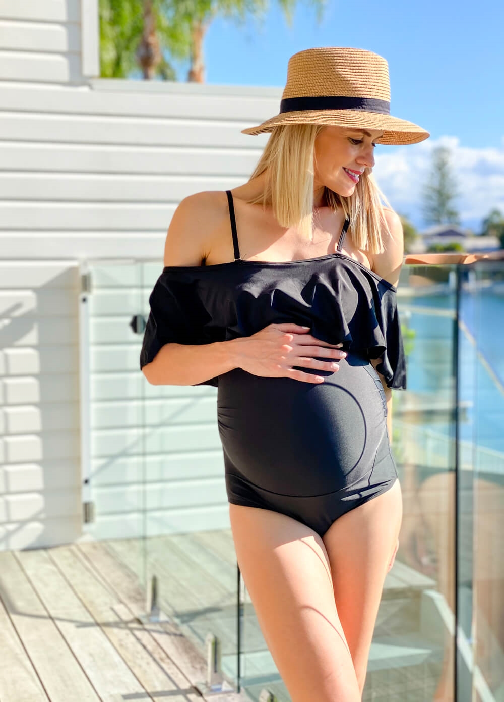 Lait & Co - Tatiana Off Shoulder Maternity Swimmers | Queen Bee