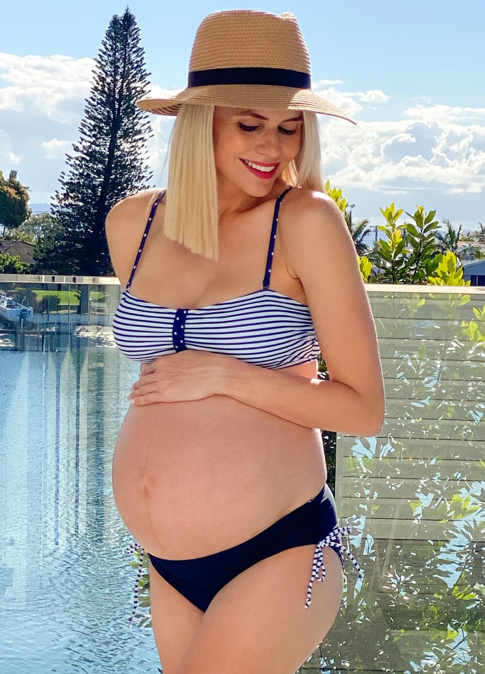 Lait & Co - Malia Maternity Bikini Set in Blue Stripe | Queen Bee