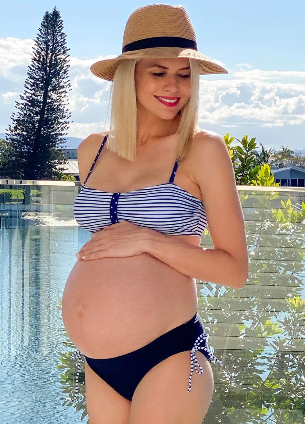 Lait & Co - Malia Maternity Bikini Set in Blue Stripe | Queen Bee