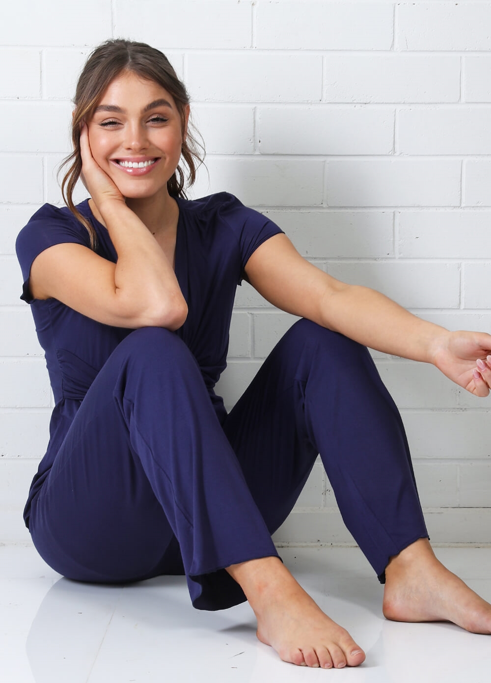 Lait & Co - Fleur SS Nursing PJ Lounge Set in Navy