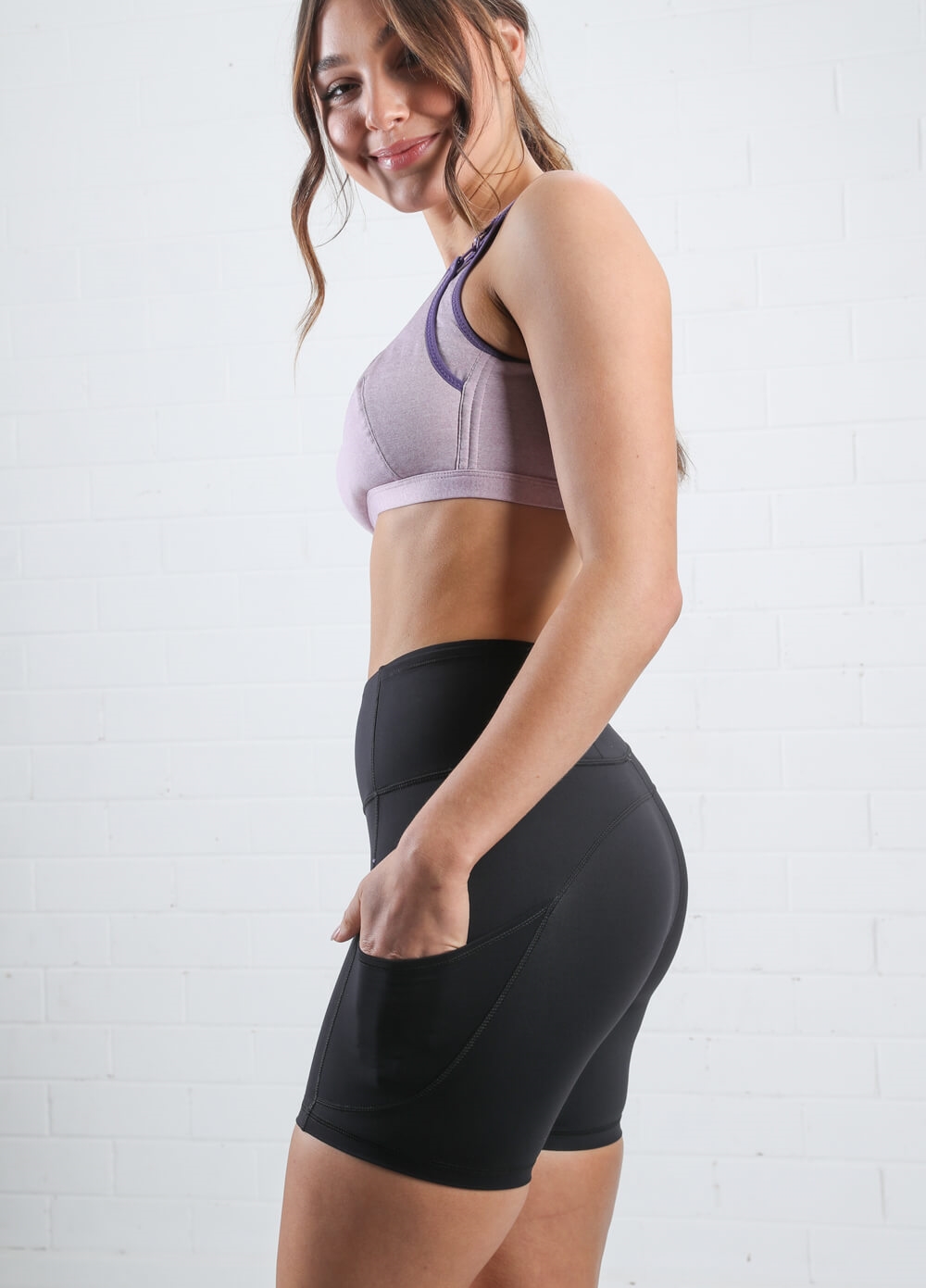 Queen Bee - Mama Ultimate Pocket Active Postpartum Short in Black
