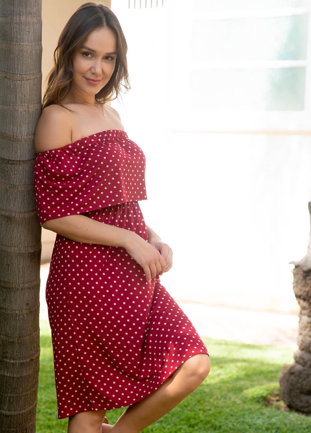 Floressa - Davina Off Shoulder Maternity Nursing Dress | Queen Bee