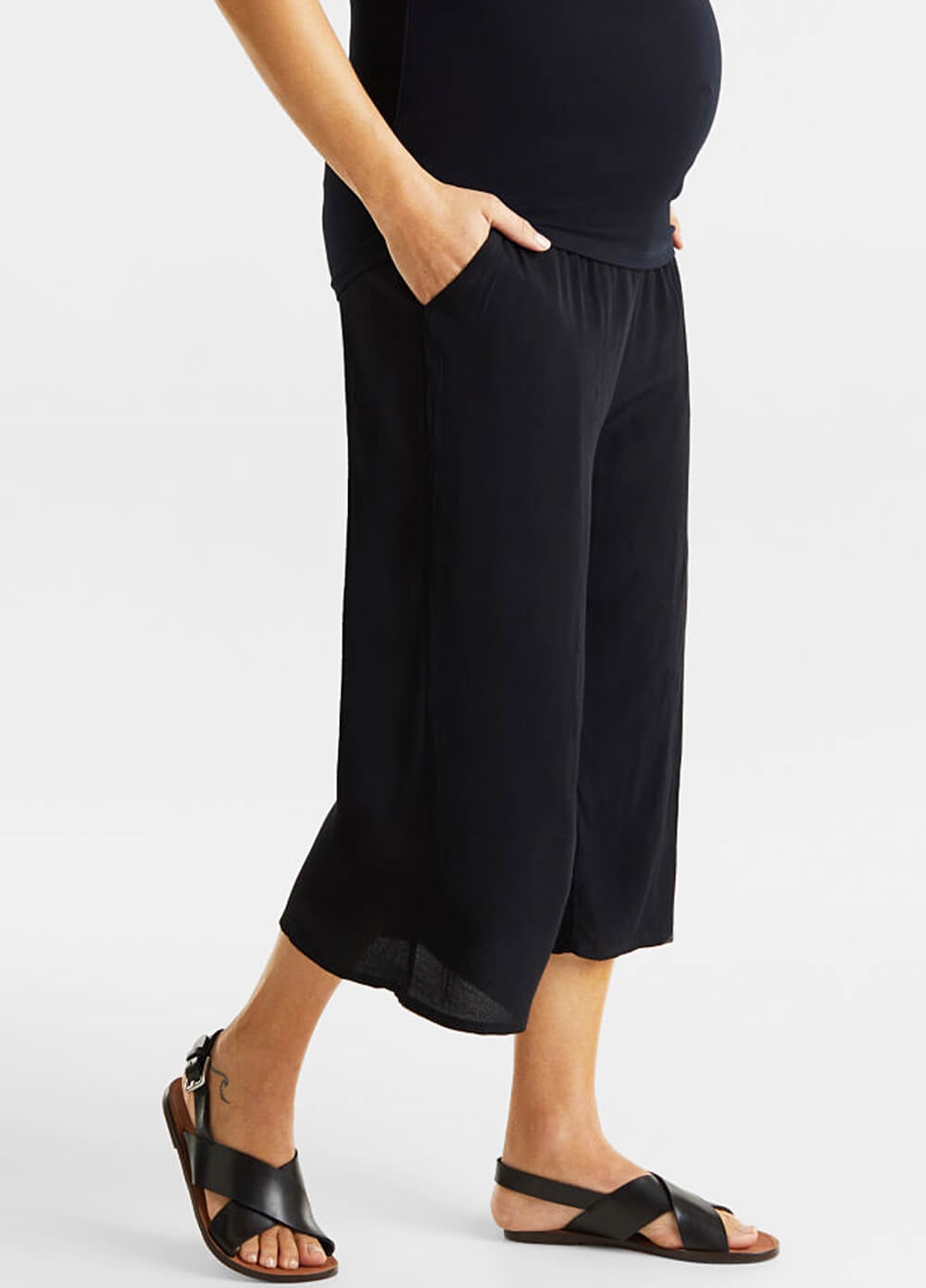 Esprit - Crepe Maternity Culottes in Black | Queen Bee