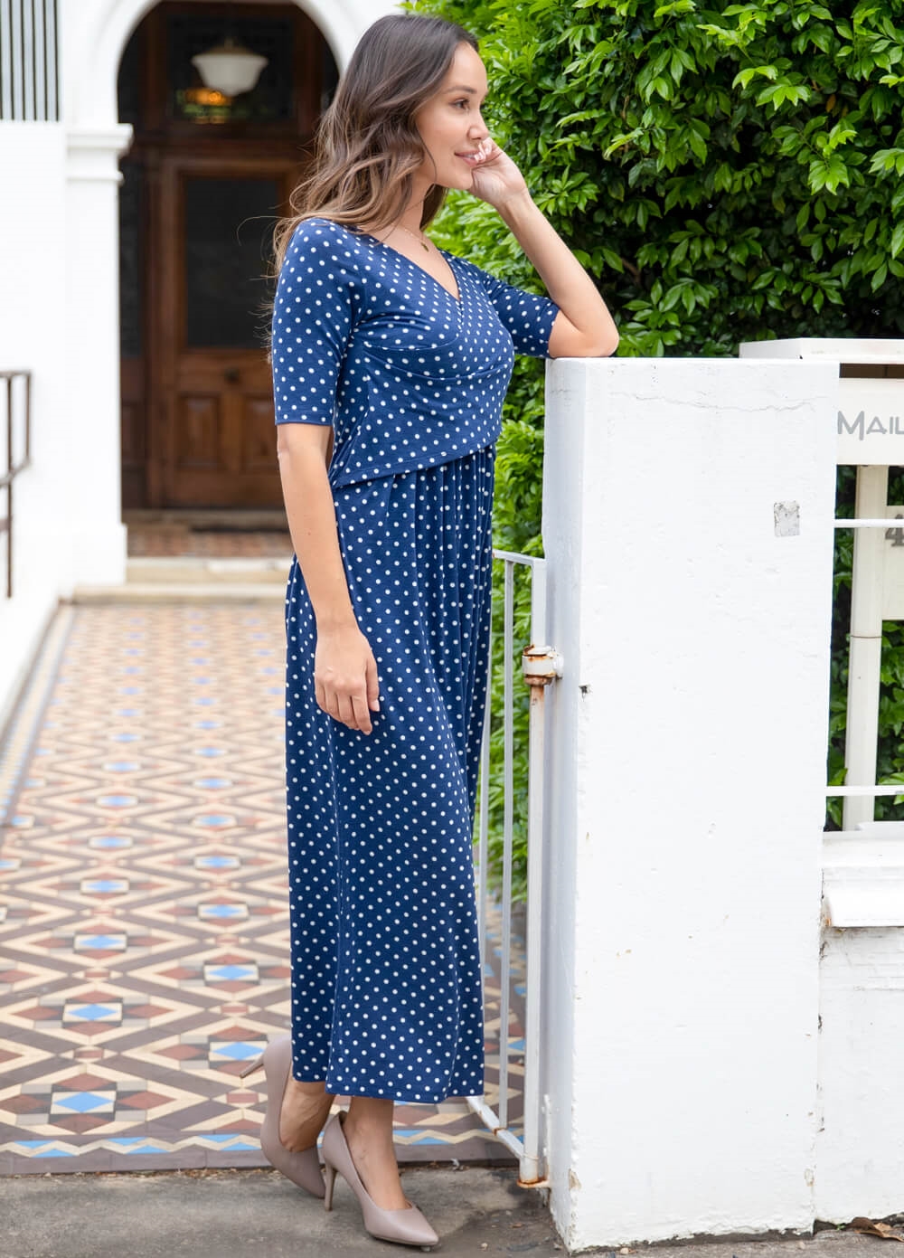 Floressa - Kenna Crossover Maternity Nursing Maxi Dress | Queen Bee