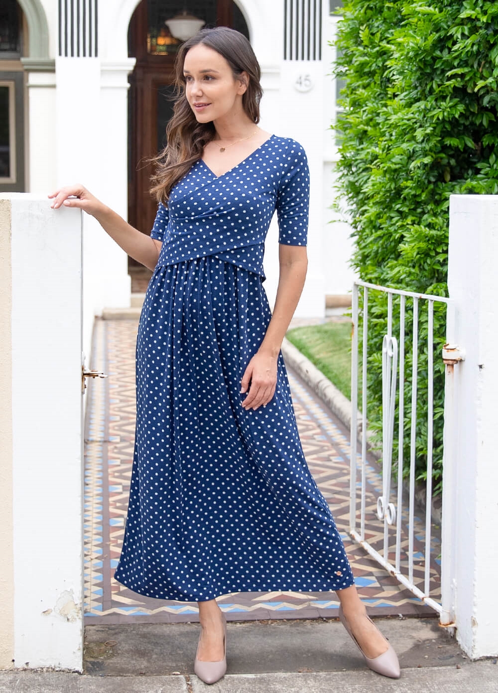 Floressa - Kenna Crossover Maternity Nursing Maxi Dress | Queen Bee