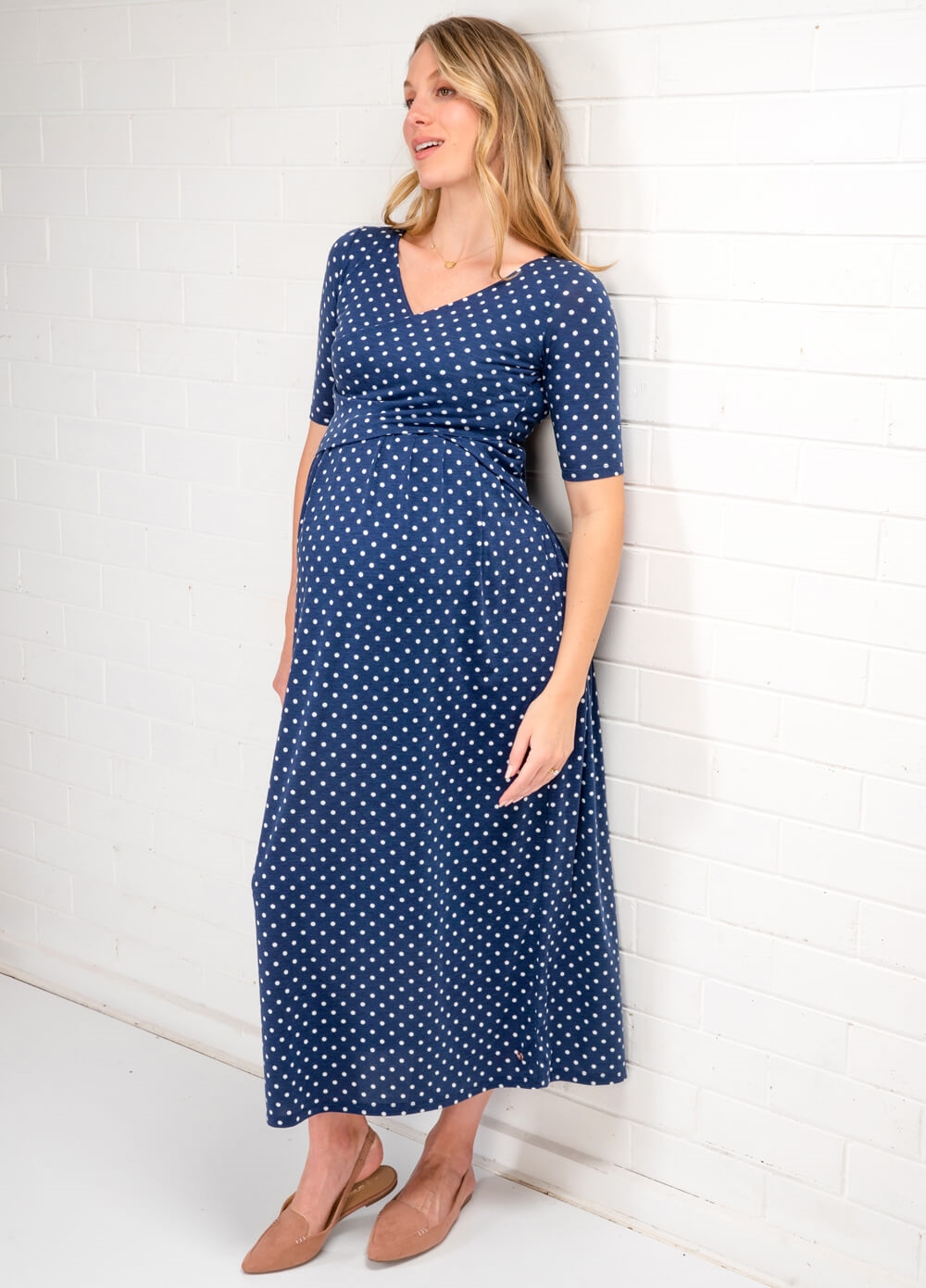Floressa - Kenna Crossover Maternity Nursing Maxi Dress | Queen Bee
