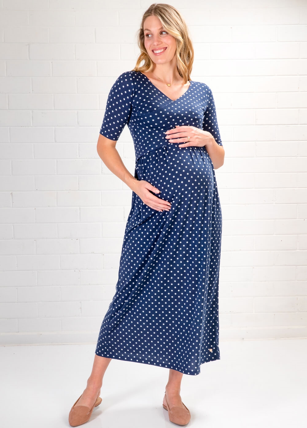 Floressa - Kenna Crossover Maternity Nursing Maxi Dress | Queen Bee