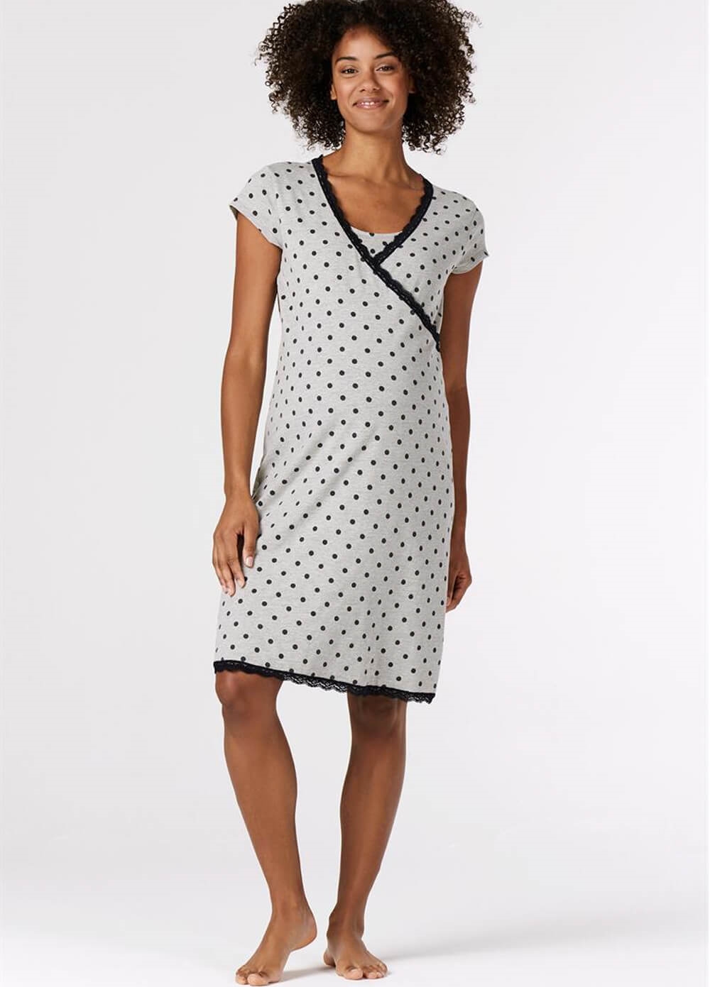 Esprit - Organic Cotton Polkadot Maternity Nursing Lounge Dress