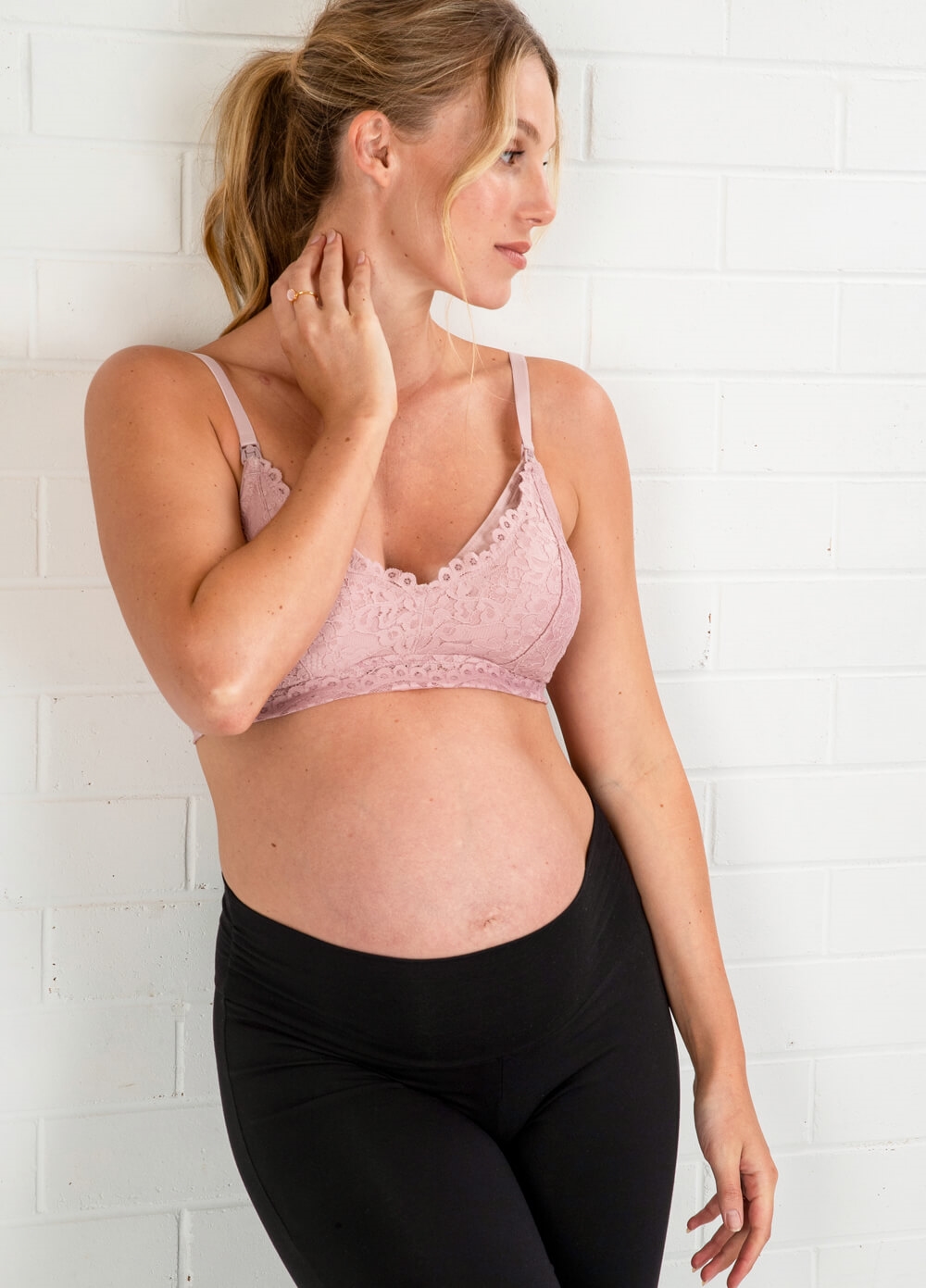 Queen Bee - Kady Lace Maternity Nursing Bra in Rose