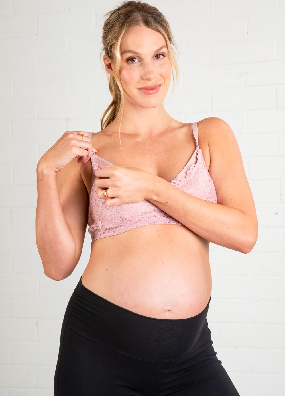 Queen Bee - Kady Lace Maternity Nursing Bra in Rose