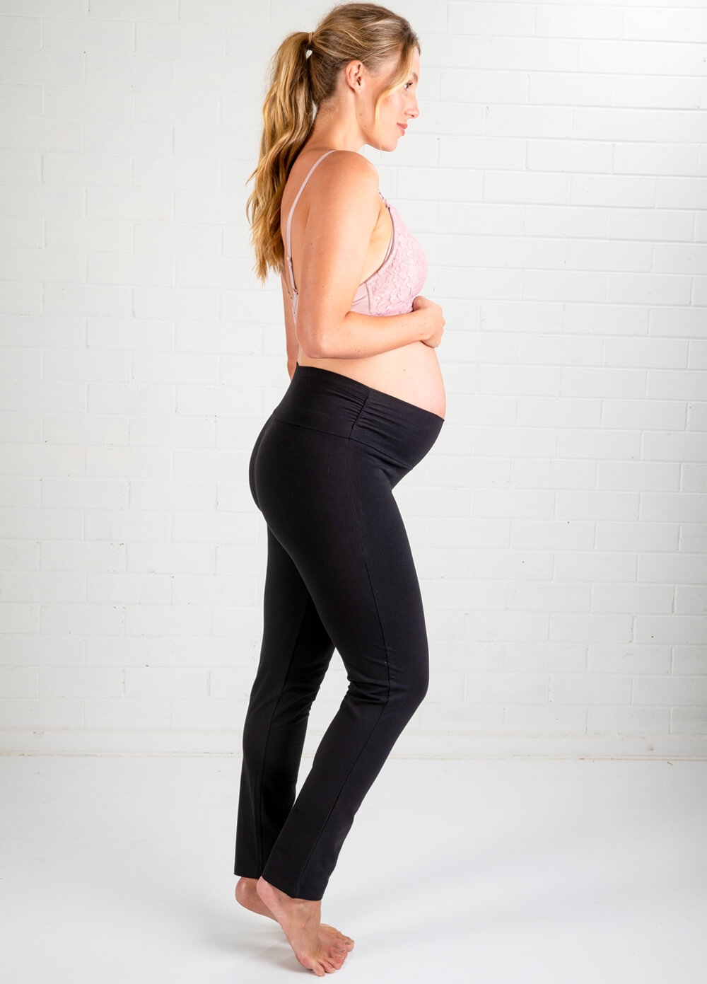 Jacoba Black Maternity Yoga Pants by Trimester Clothing