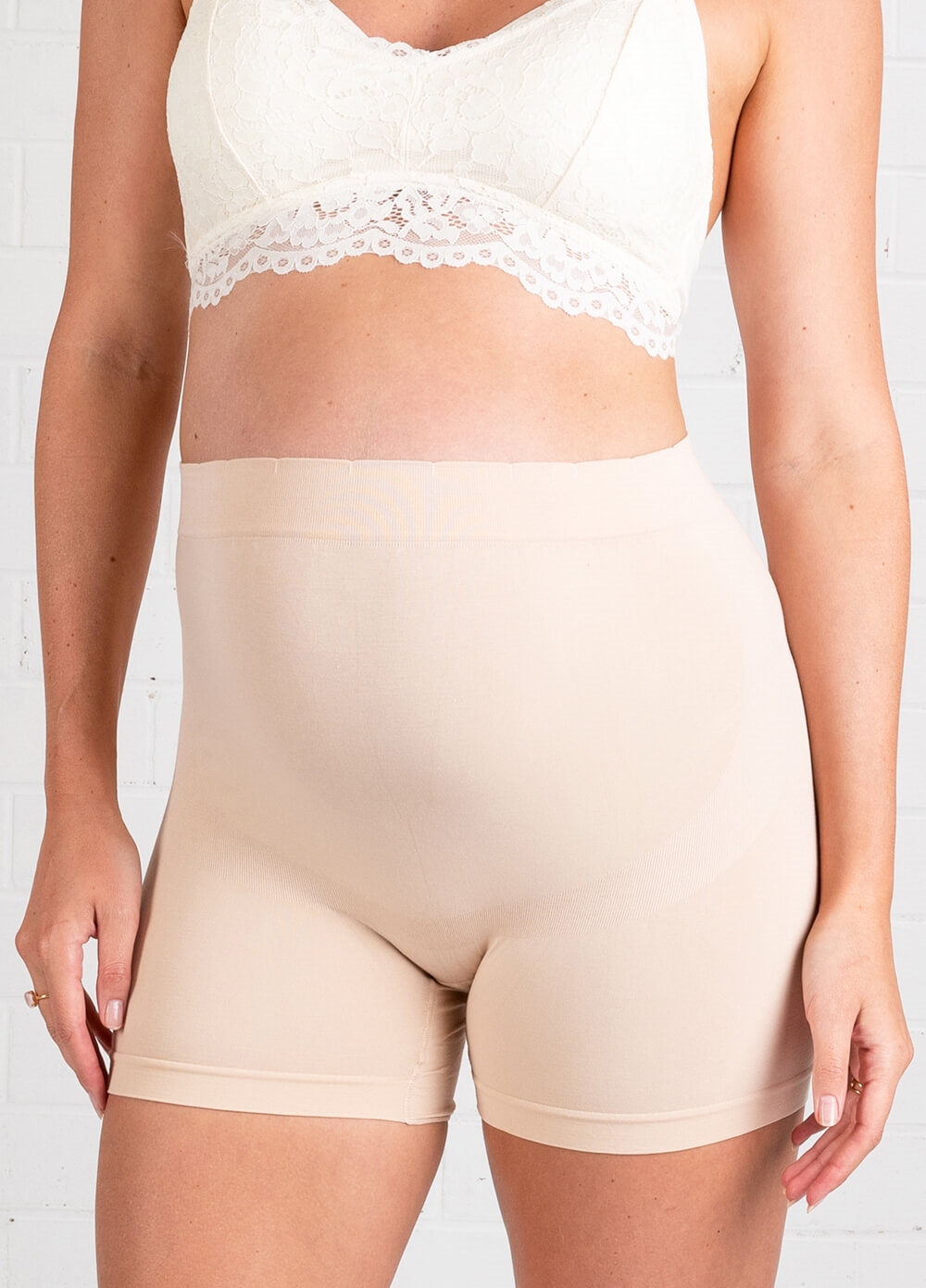 Queen Bee - Katie Over Bump Maternity Underwear Shorts in Nude