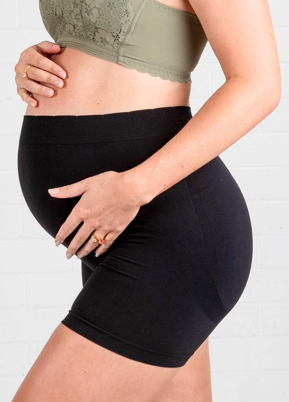 Queen Bee - Katie Over Bump Maternity Under wear Shorts in Black