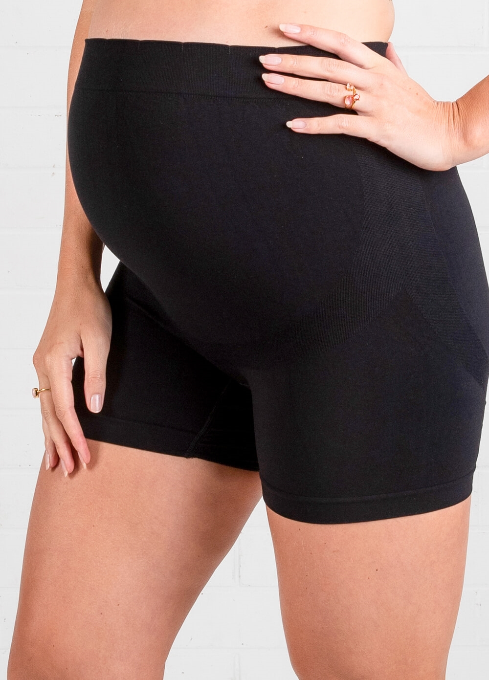 Queen Bee - Katie Over Bump Maternity Under wear Shorts in Black