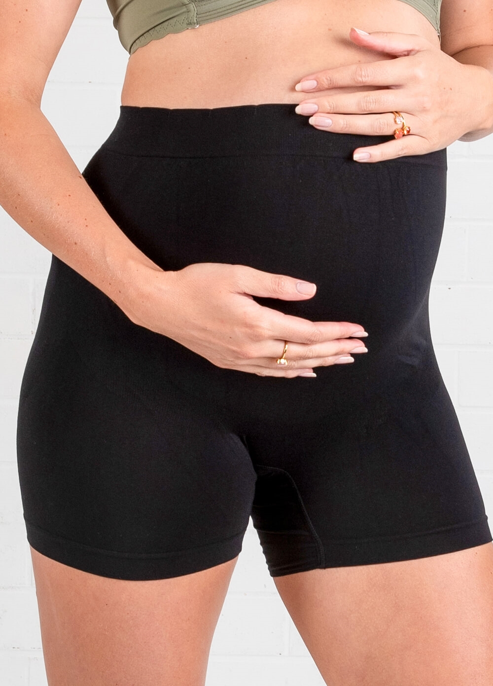 Queen Bee - Katie Over Bump Maternity Under wear Shorts in Black