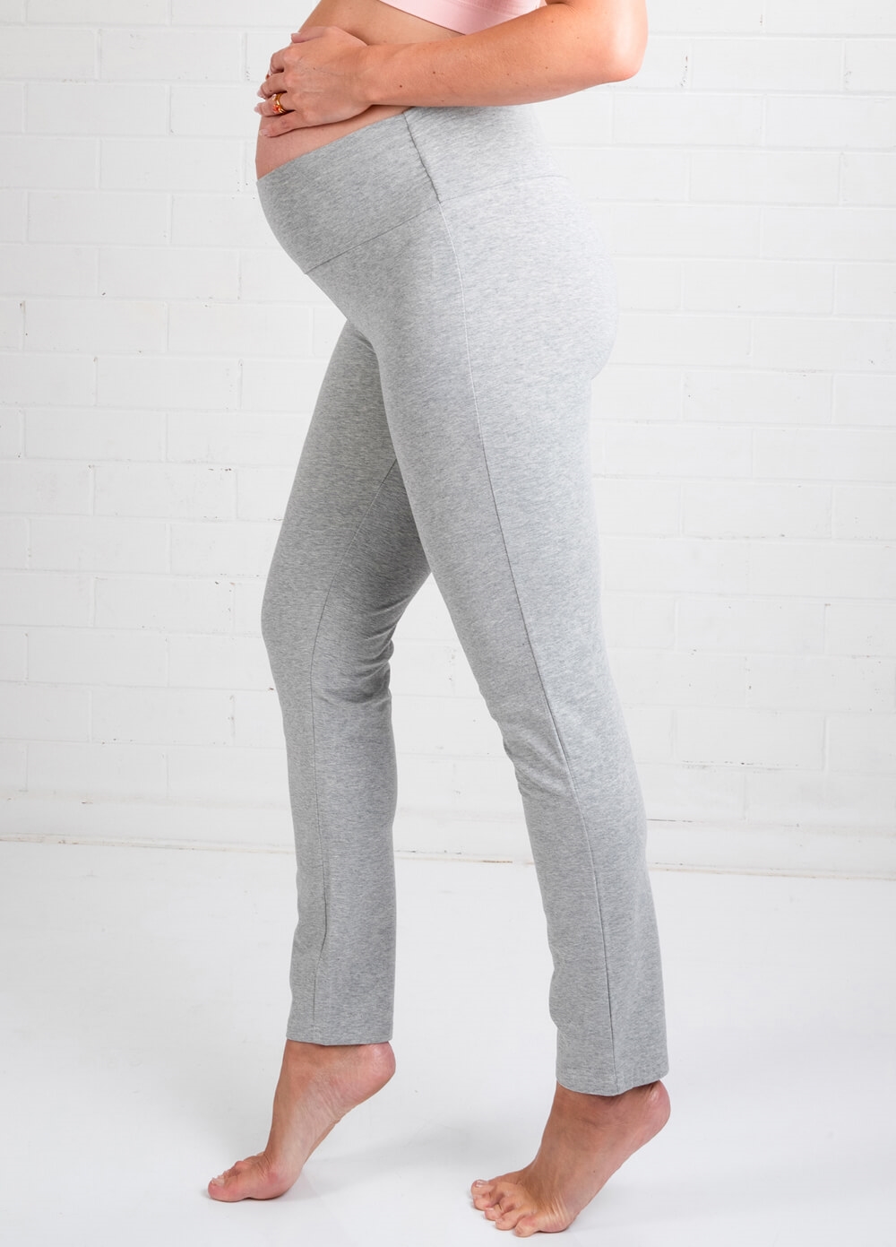 Jacoba Grey Maternity Yoga Pants by Trimester Clothing