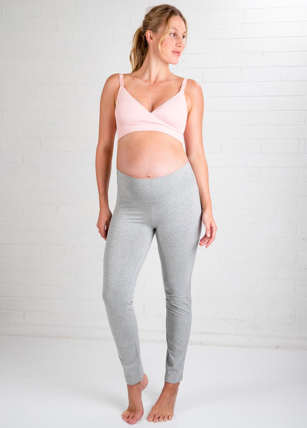 Jacoba Grey Maternity Yoga Pants by Trimester Clothing