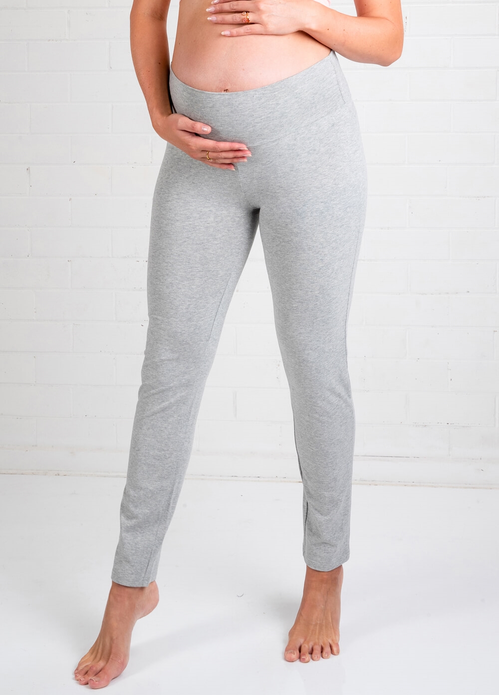 Jacoba Grey Maternity Yoga Pants by Trimester Clothing