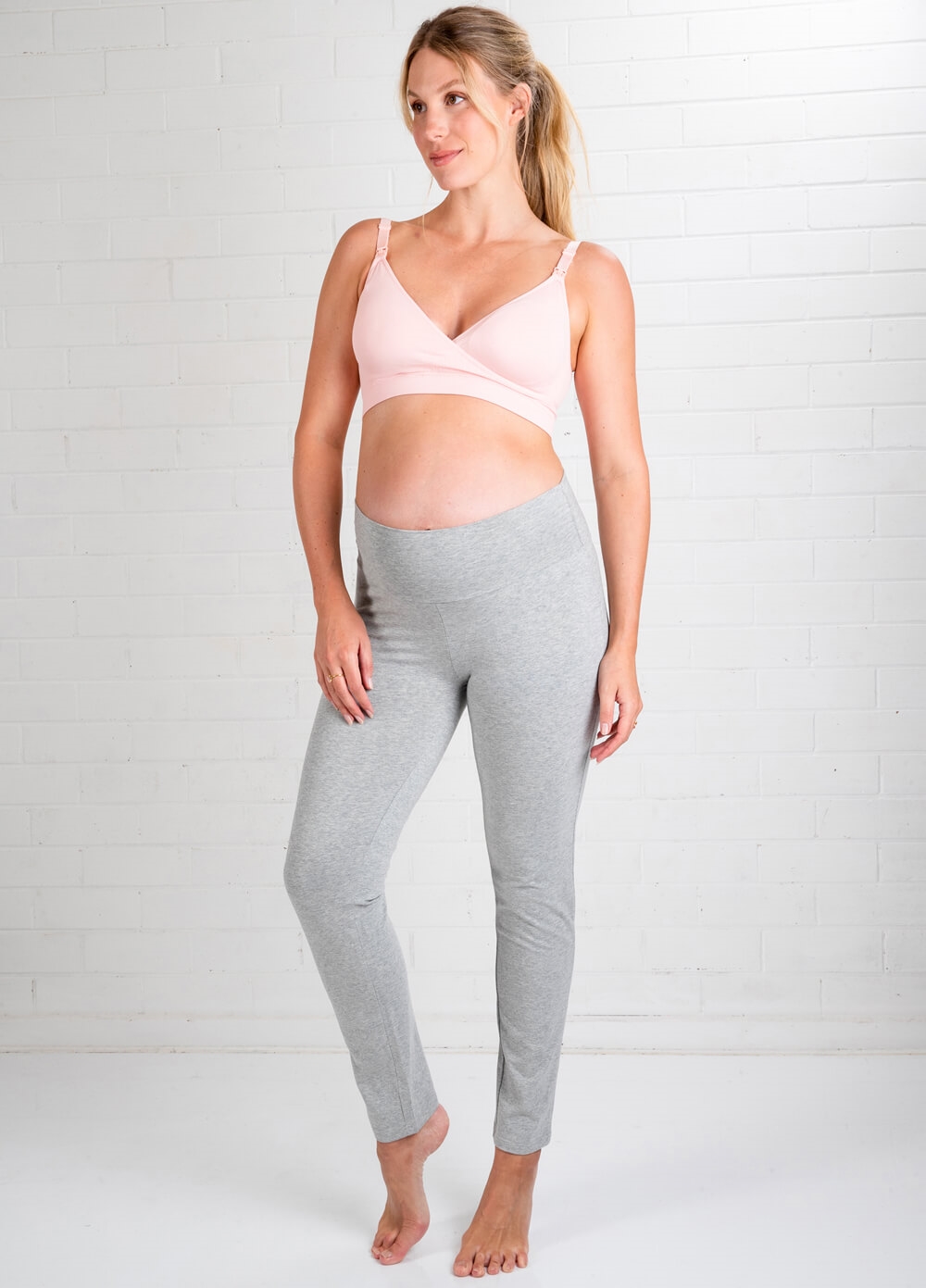 Jacoba Grey Maternity Yoga Pants by Trimester Clothing