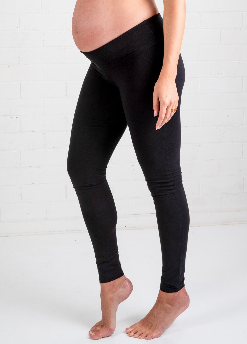 Oasis Over Belly Maternity Leggings in Black by Trimester