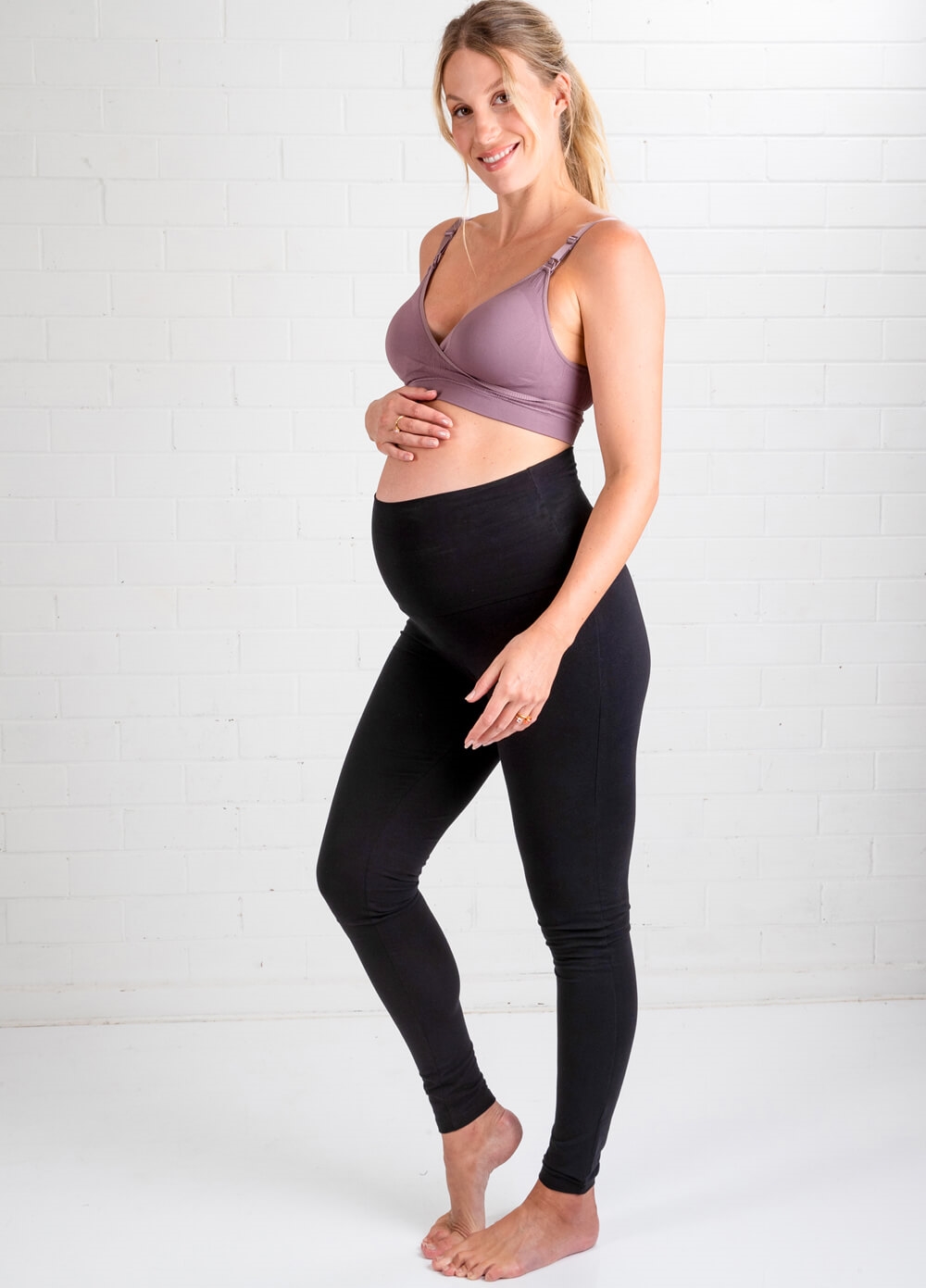 Oasis Over Belly Maternity Leggings in Black by Trimester