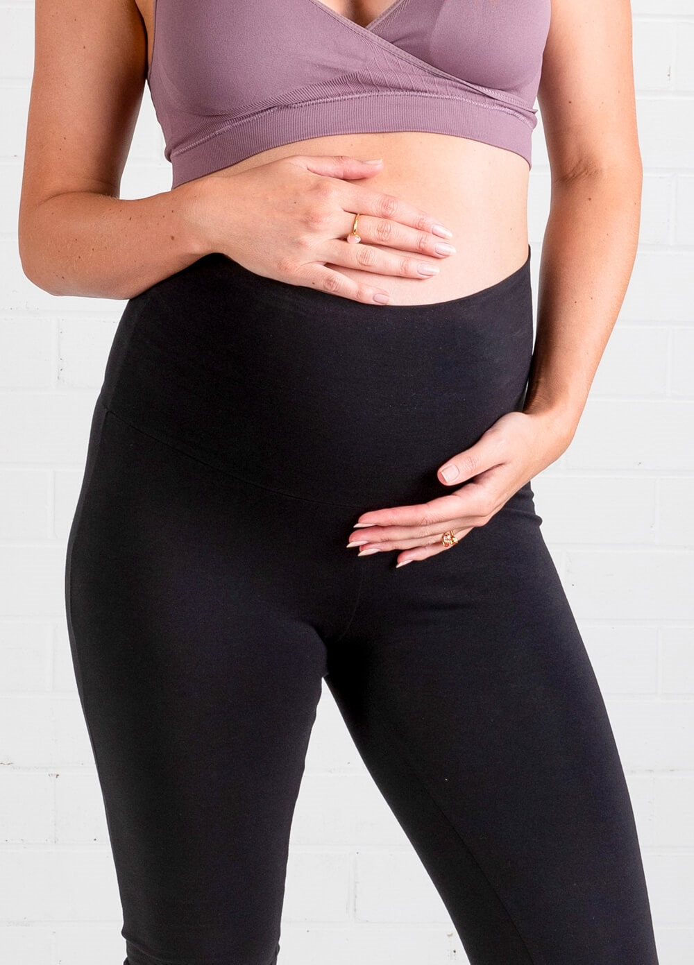 Oasis Over Belly Maternity Leggings in Black by Trimester