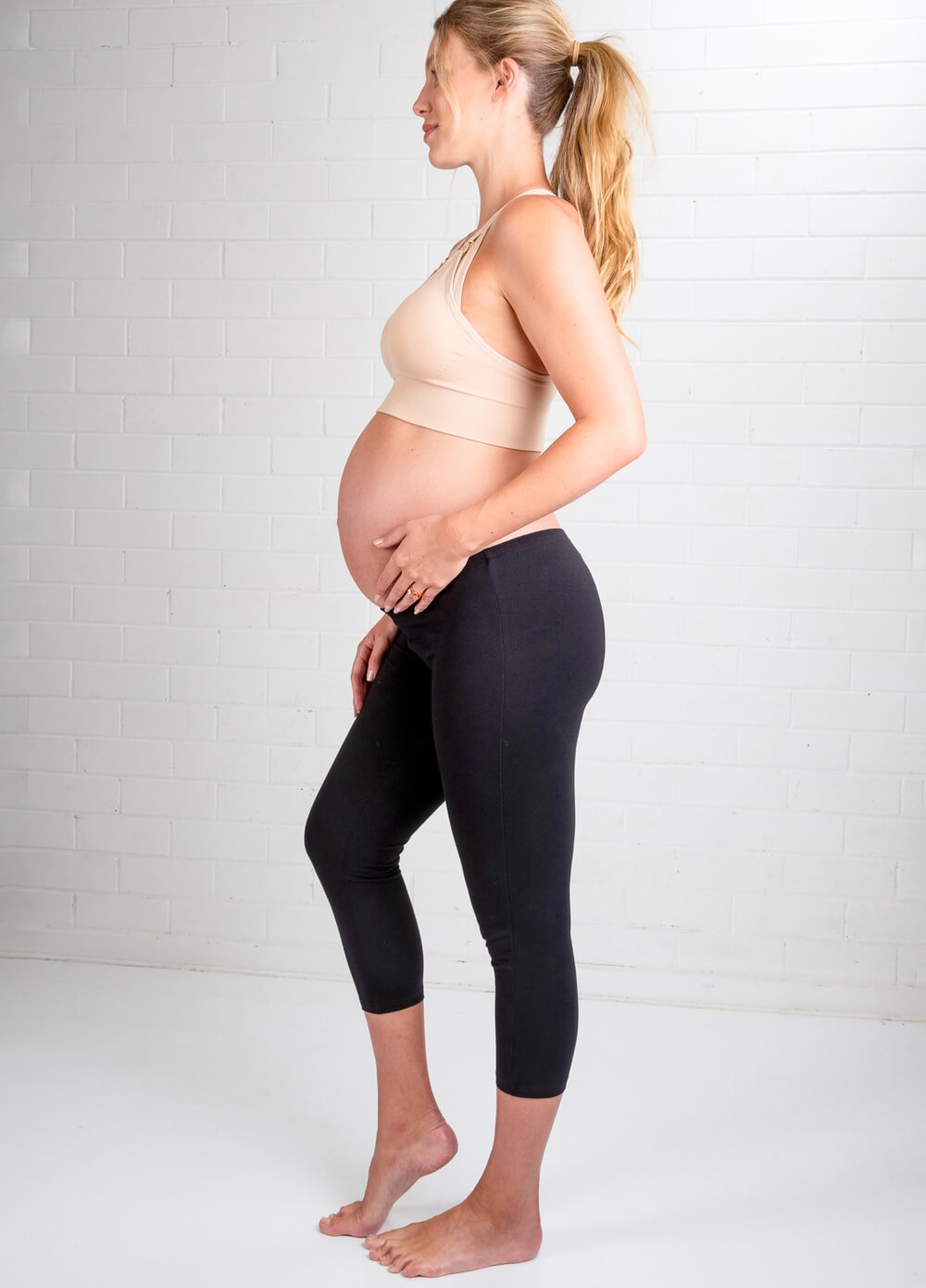 Oasis 3/4 Black Maternity Leggings by Trimester Clothing