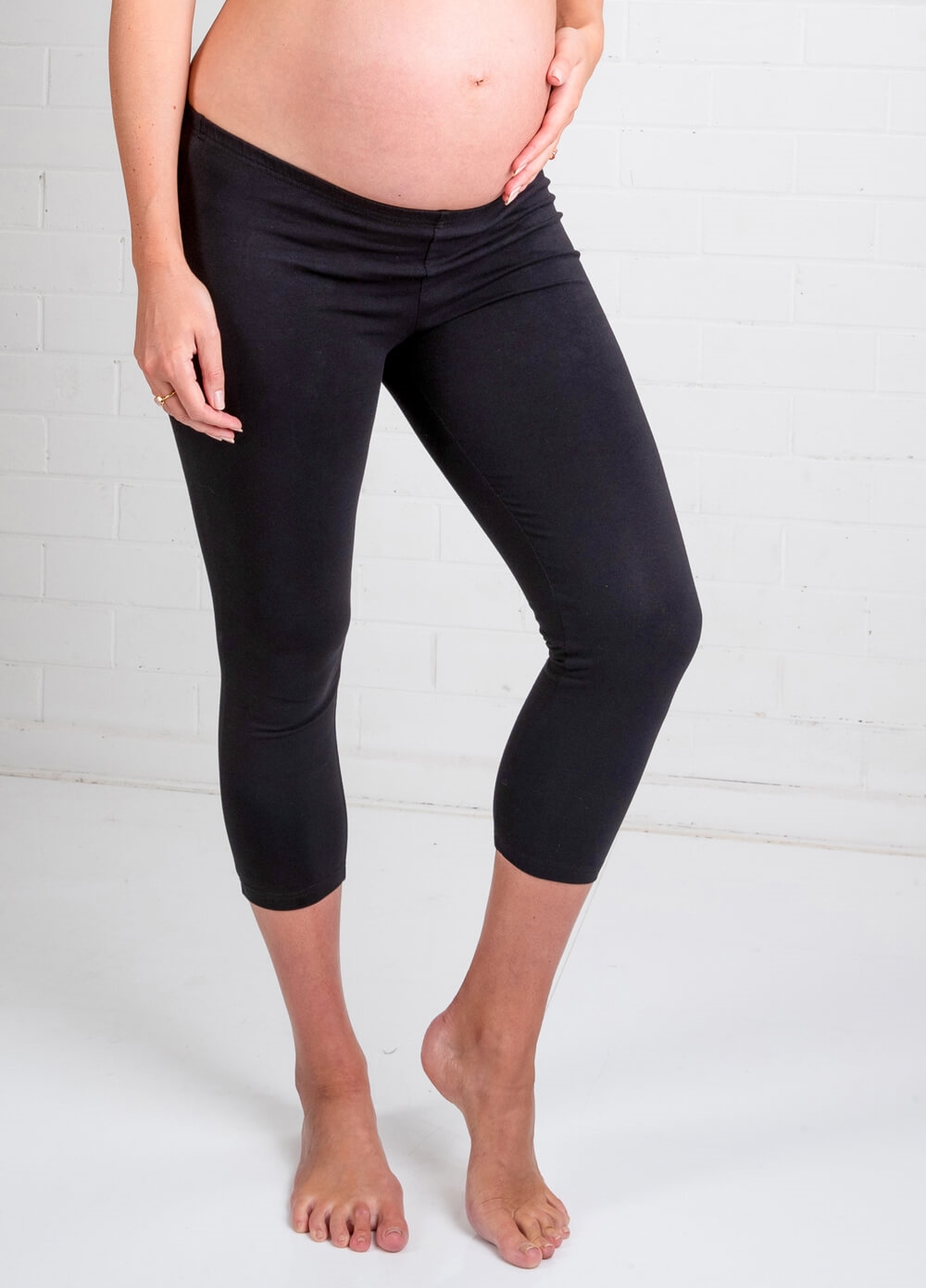 Oasis 3/4 Black Maternity Leggings by Trimester Clothing