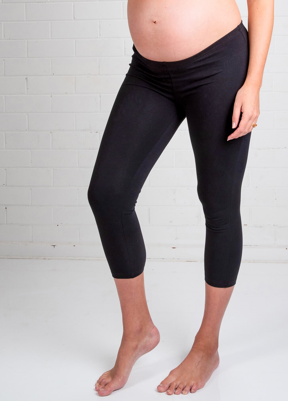 Oasis 3/4 Black Maternity Leggings by Trimester Clothing