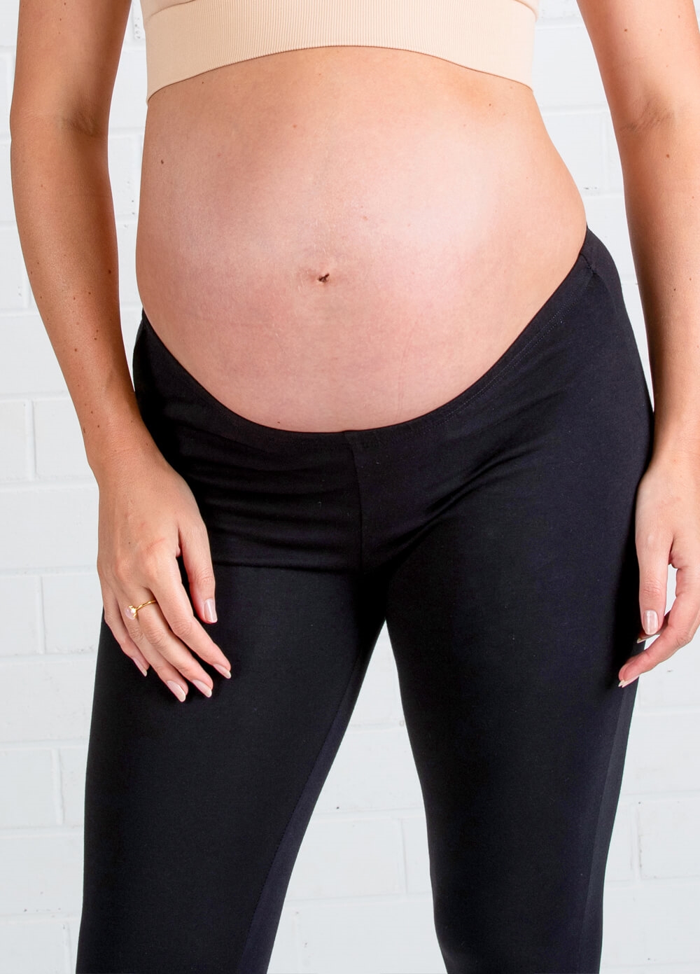 Oasis 3/4 Black Maternity Leggings by Trimester Clothing