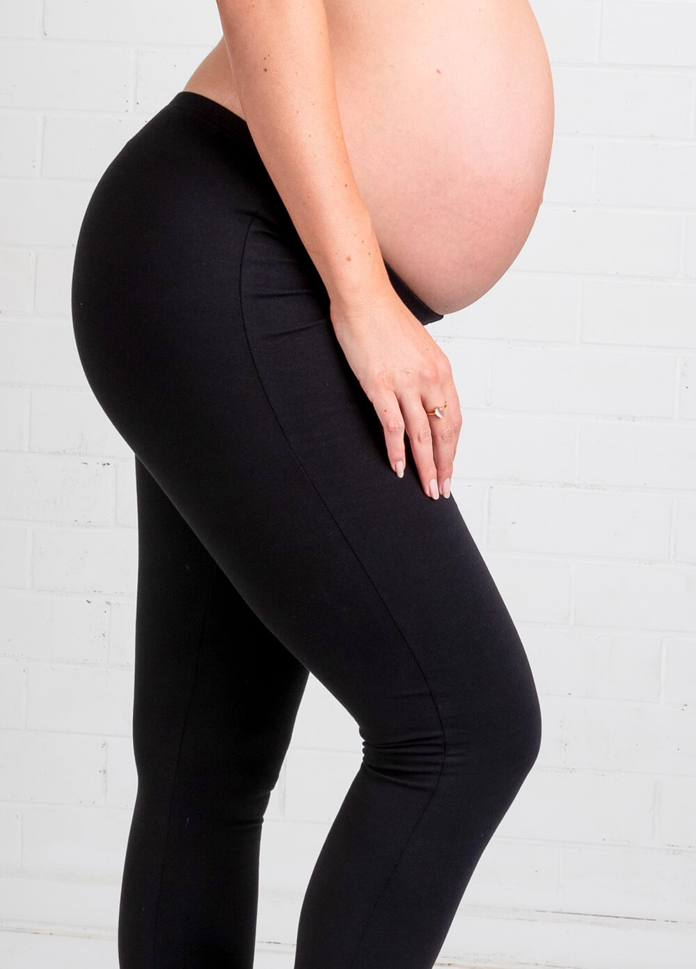 Oasis Over Belly Maternity Leggings in Black by Trimester