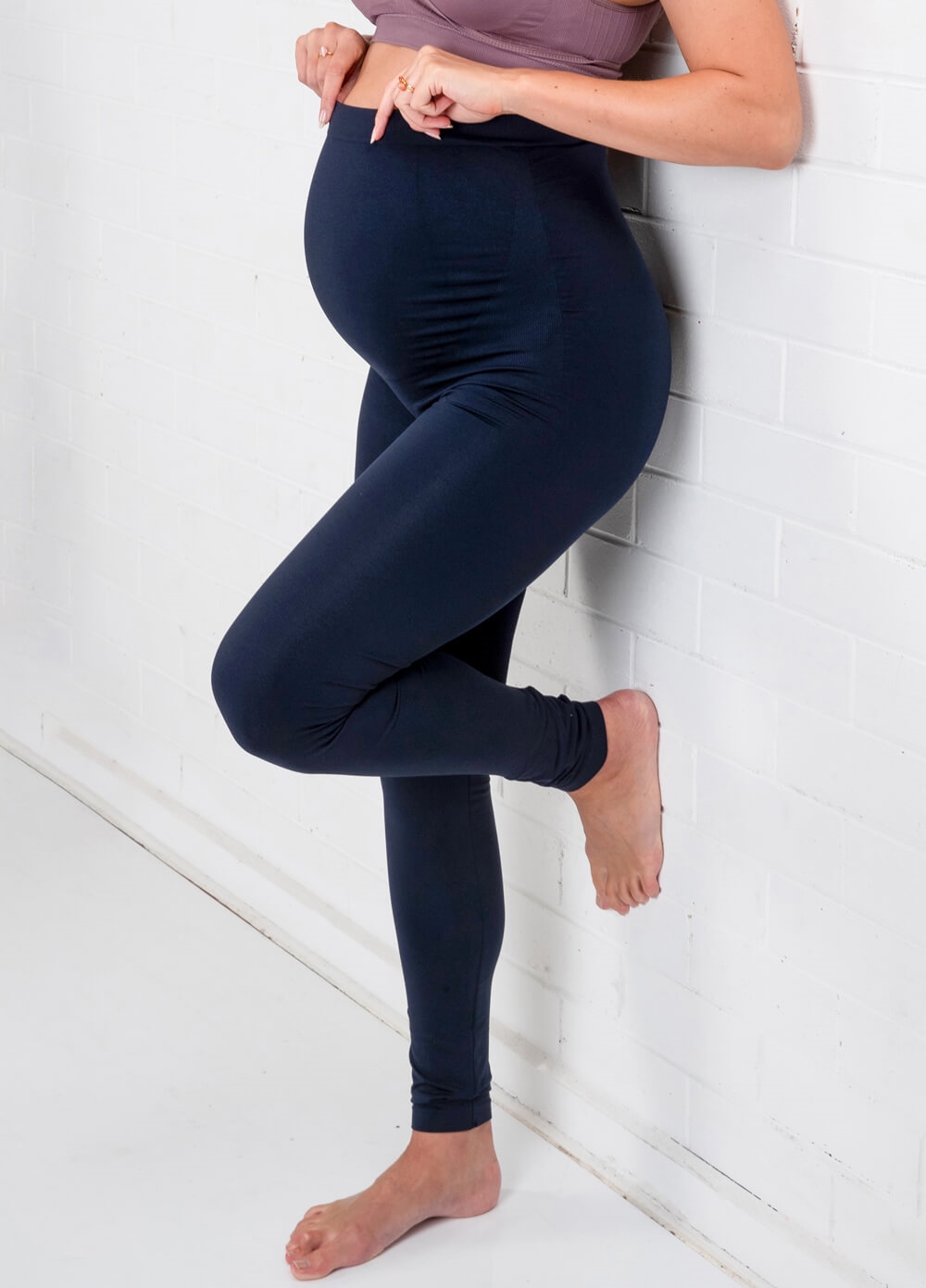 Navy Blue Bamboo Maternity Leggings